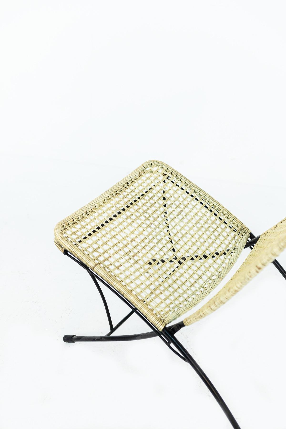 Vintage Italian Outdoor Armchairs in Iron and Plastic Rope In Good Condition In Milano, IT