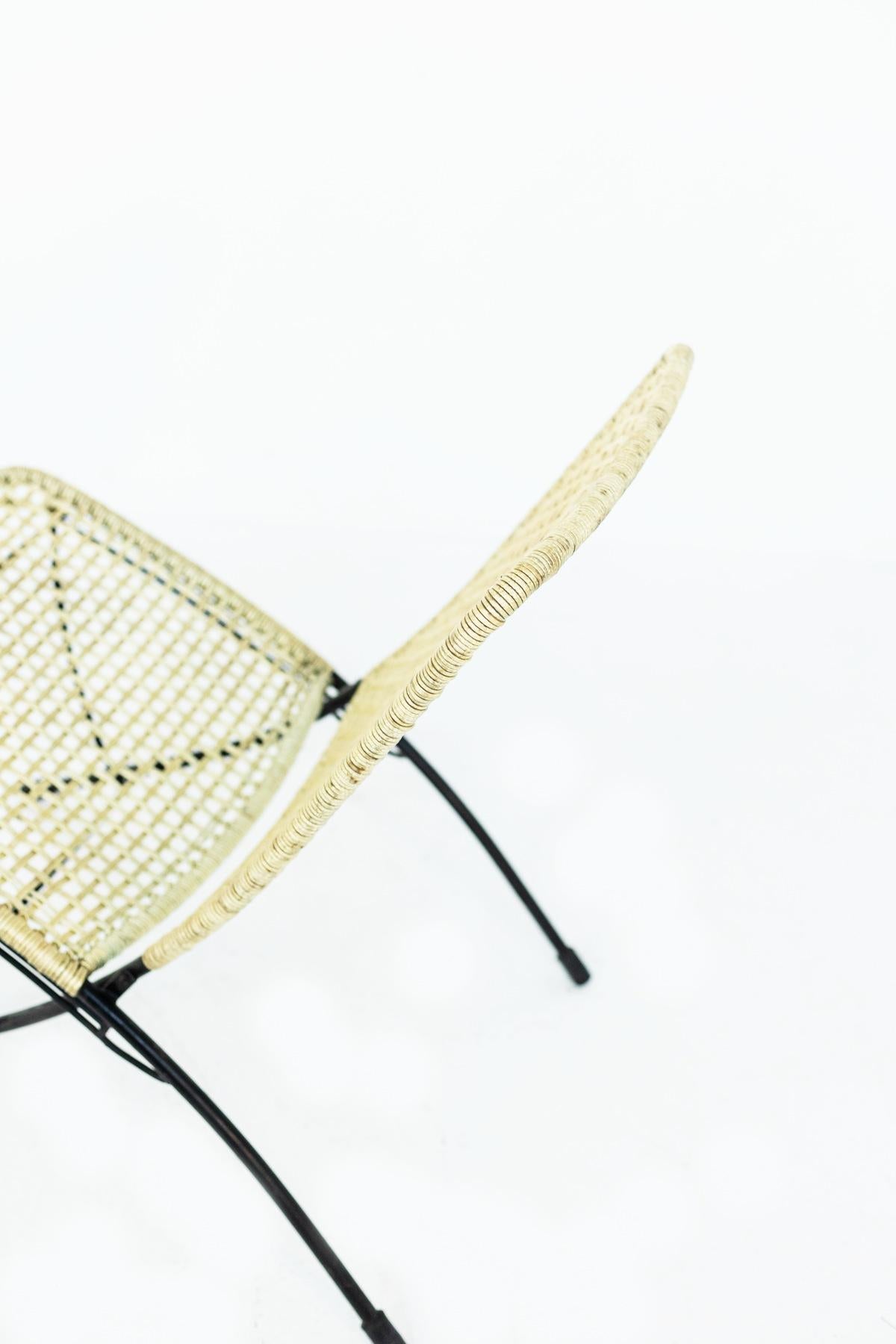 Mid-20th Century Vintage Italian Outdoor Armchairs in Iron and Plastic Rope