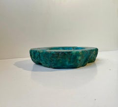 Posacenere da esterno italiano vintage in pietra alabastro turchese, anni '70 Romano Bianchi