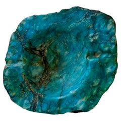 Vintage Italian Outdoor Ashtray in Turquoise Alabaster Stone, 70s Romano Bianchi
