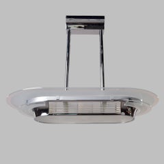 Vintage Italian Oval Art Deco Pendant Light