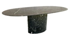 Vintage Italian Oval Black Marble Dining Table