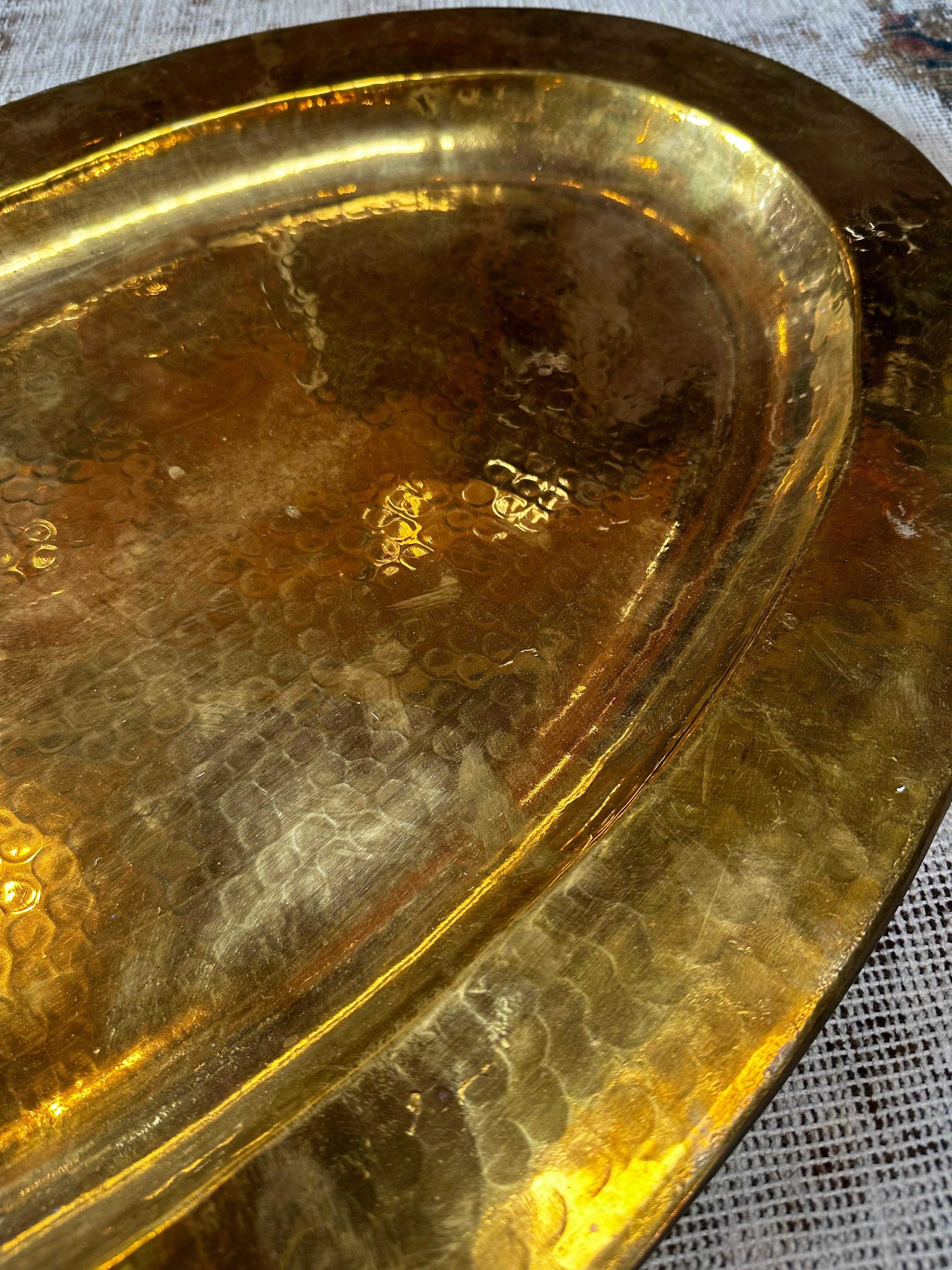 Vintage Italian Oval Brass Tray, 1960 For Sale 1