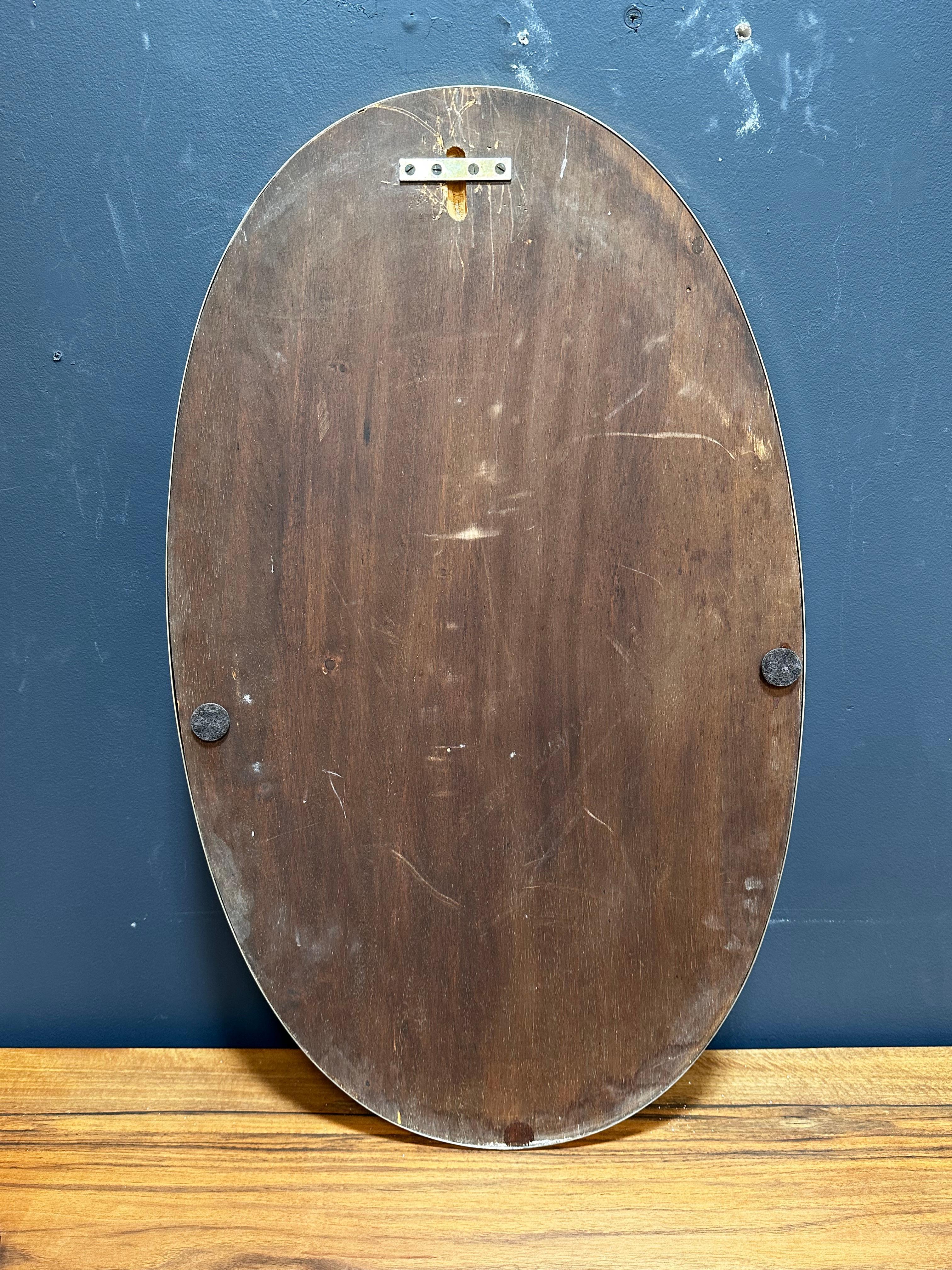 Vintage Italian Oval Brass Wall Mirror 1960s For Sale 2