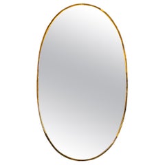 Vintage Italian Oval Brass Wall Mirror 1980