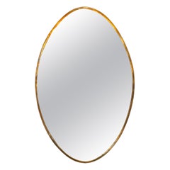 Vintage Italian Oval Brass Wall Mirror 1980s