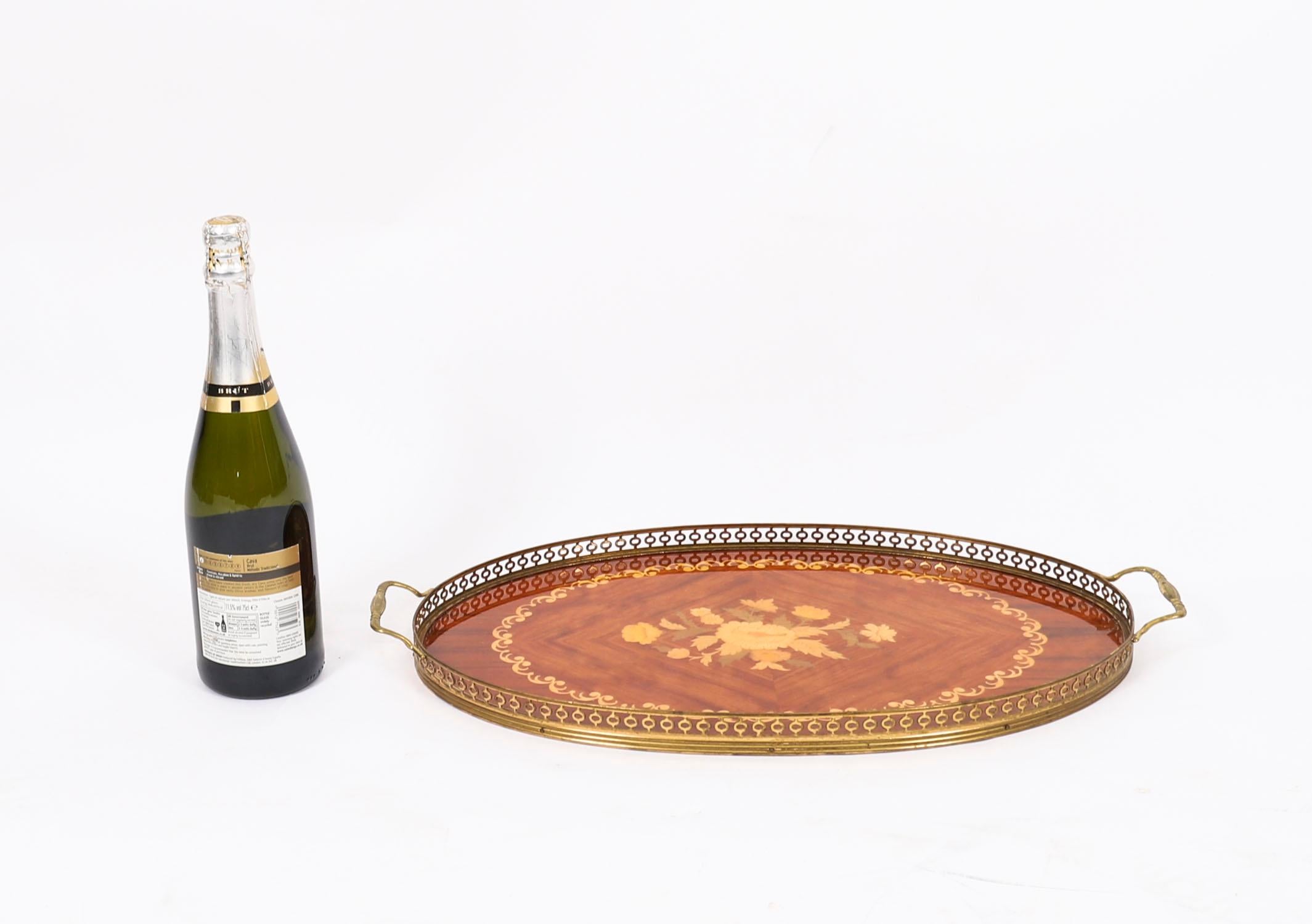 Vintage Italienisch Oval Sorrento Intarsien Getränke Tablett Mitte des 20. im Angebot 6