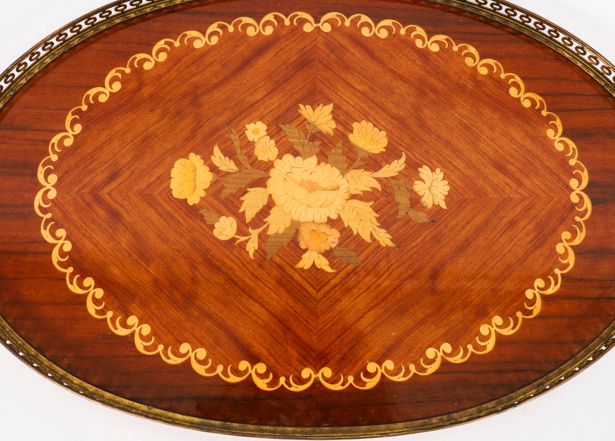 Vintage Italienisch Oval Sorrento Intarsien Getränke Tablett Mitte des 20. im Zustand „Gut“ im Angebot in London, GB