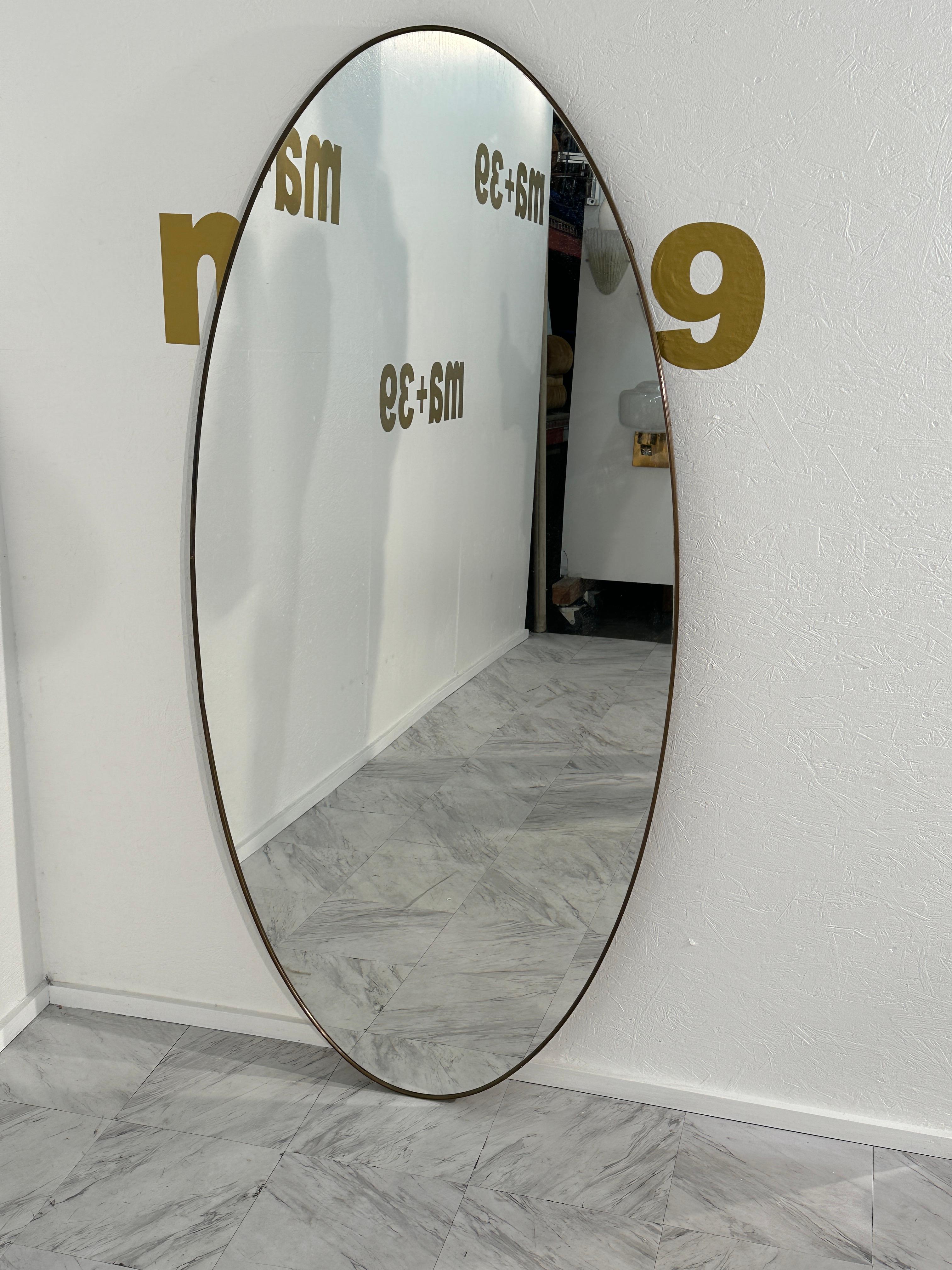Mid-20th Century Vintage Italian Oval Wall Mirror 1960s For Sale