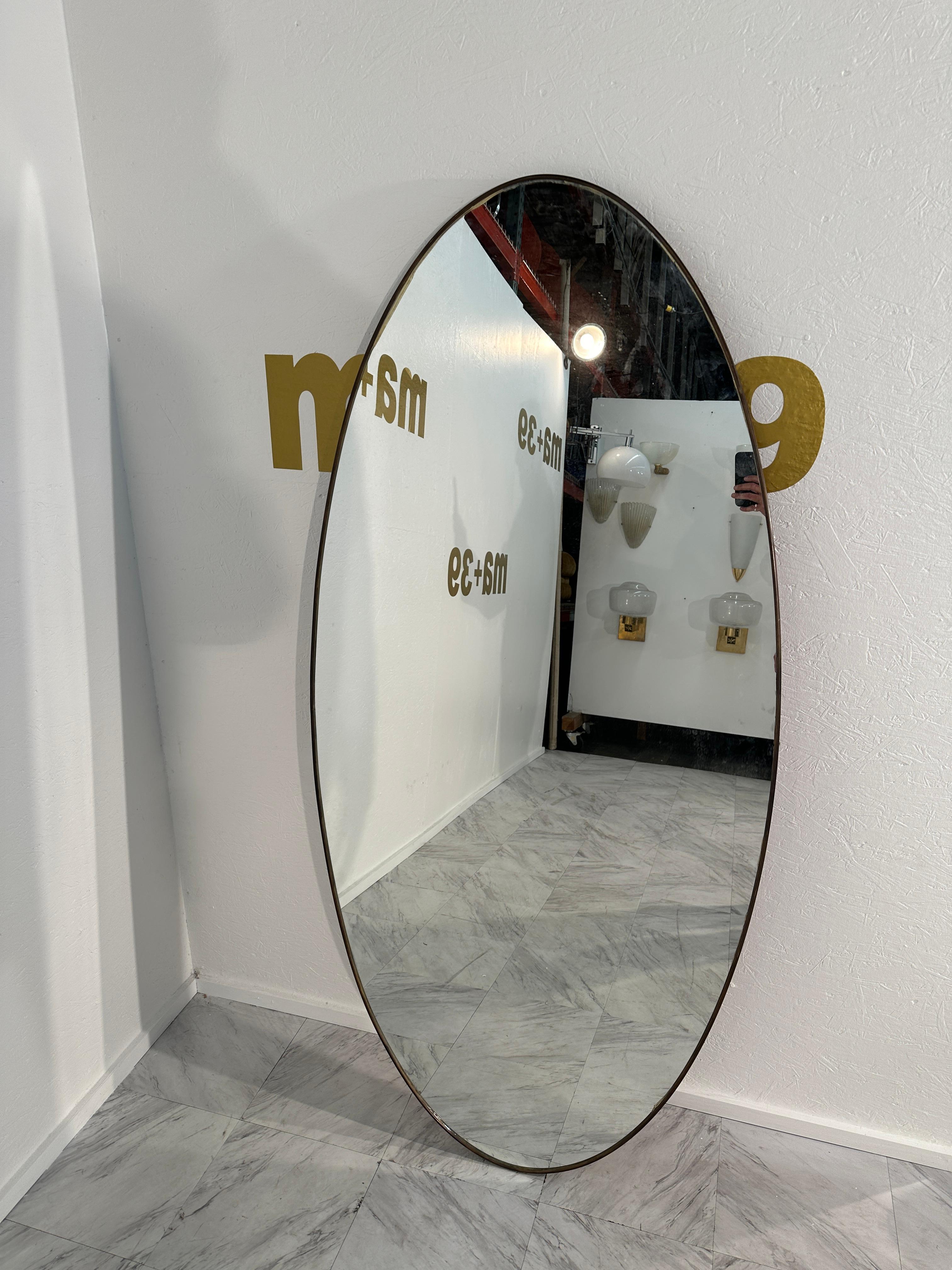 Vintage Italian Oval Wall Mirror 1960s For Sale 2