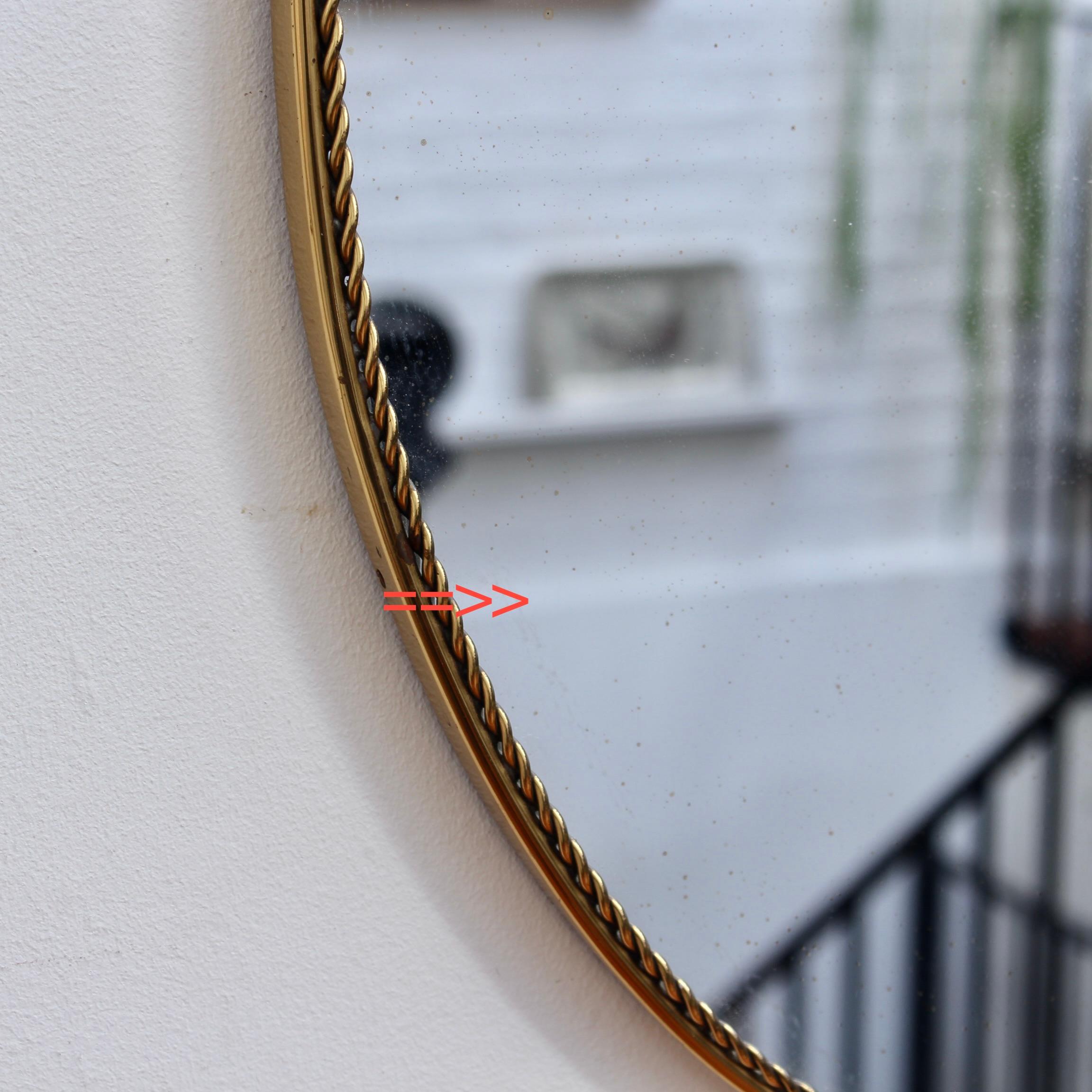 Vintage Italian Oval Wall Mirror in Brass Frame (circa 1950s) - Small 6