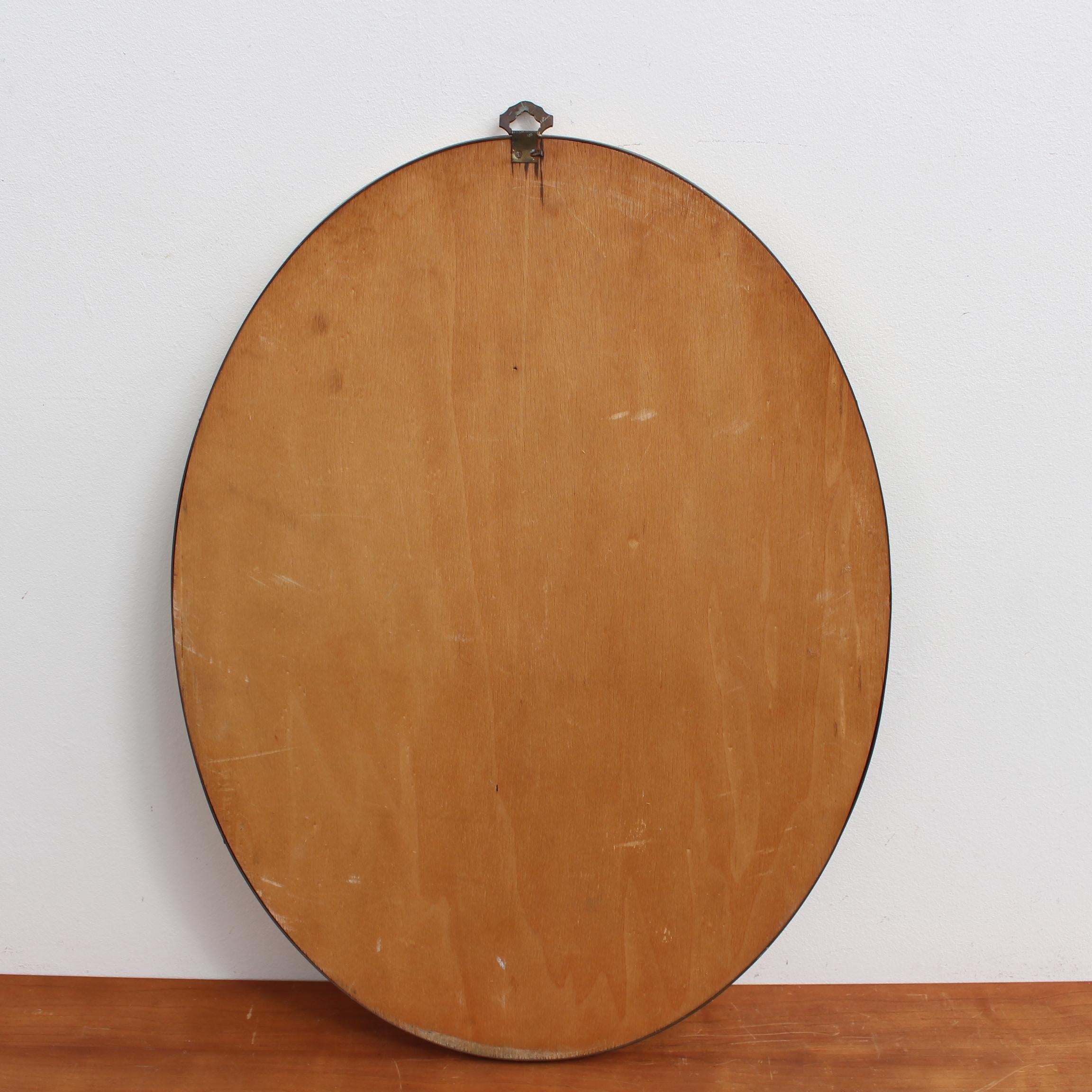 Vintage Italian Oval Wall Mirror in Brass Frame (circa 1950s) - Small 7