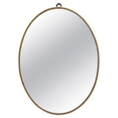 Vintage Italian Oval Wall Mirror in Brass Frame (circa 1950s) - Small