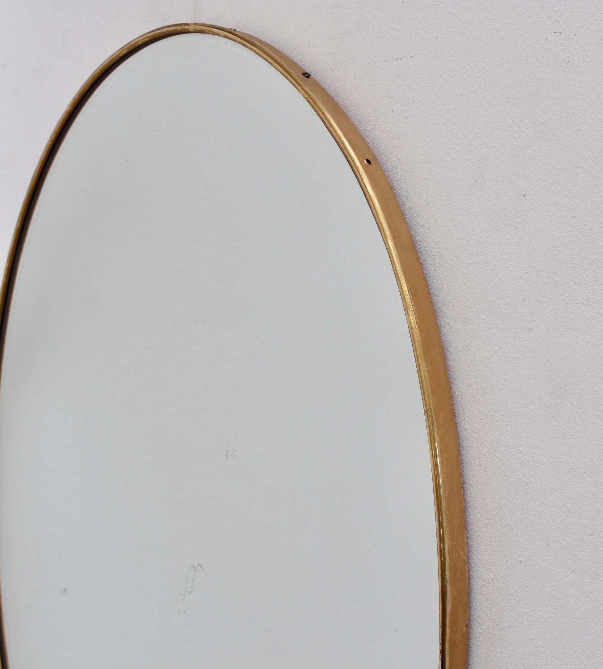 Vintage Italian Oval Wall Mirror with Brass Frame 'circa 1950s' 5