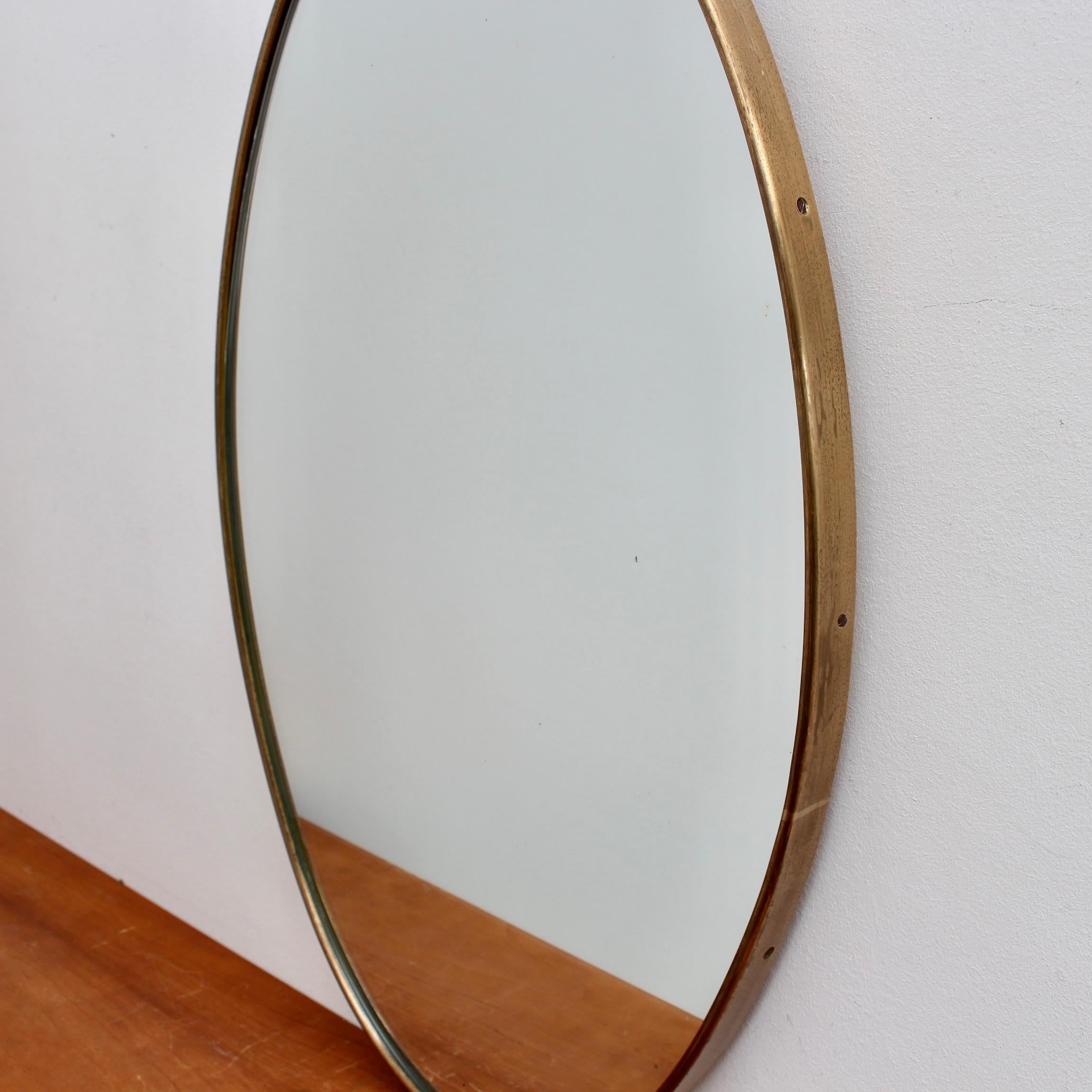 Vintage Italian Oval Wall Mirror with Brass Frame (circa 1950s) 5