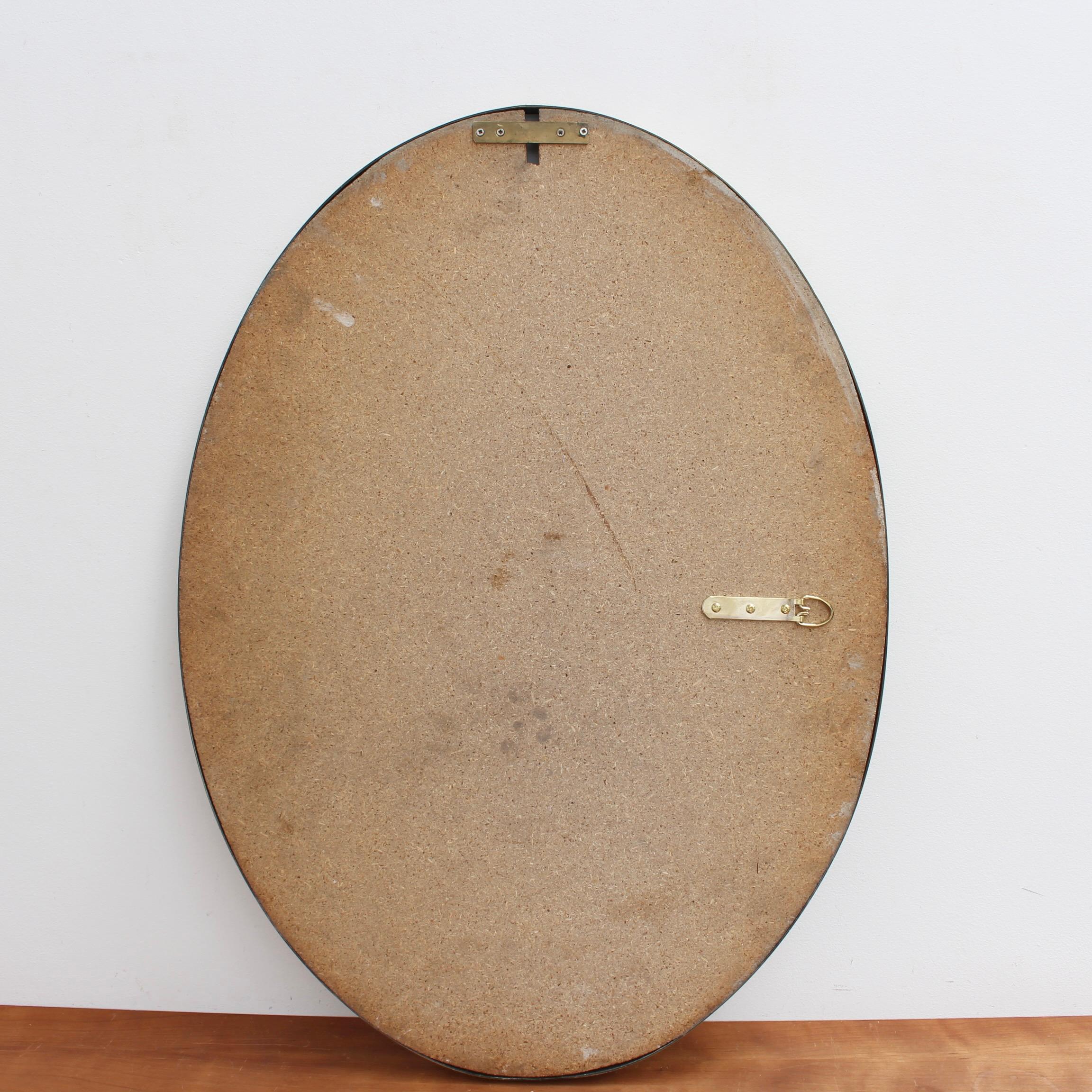 Vintage Italian Oval Wall Mirror with Brass Frame, circa 1950s 7