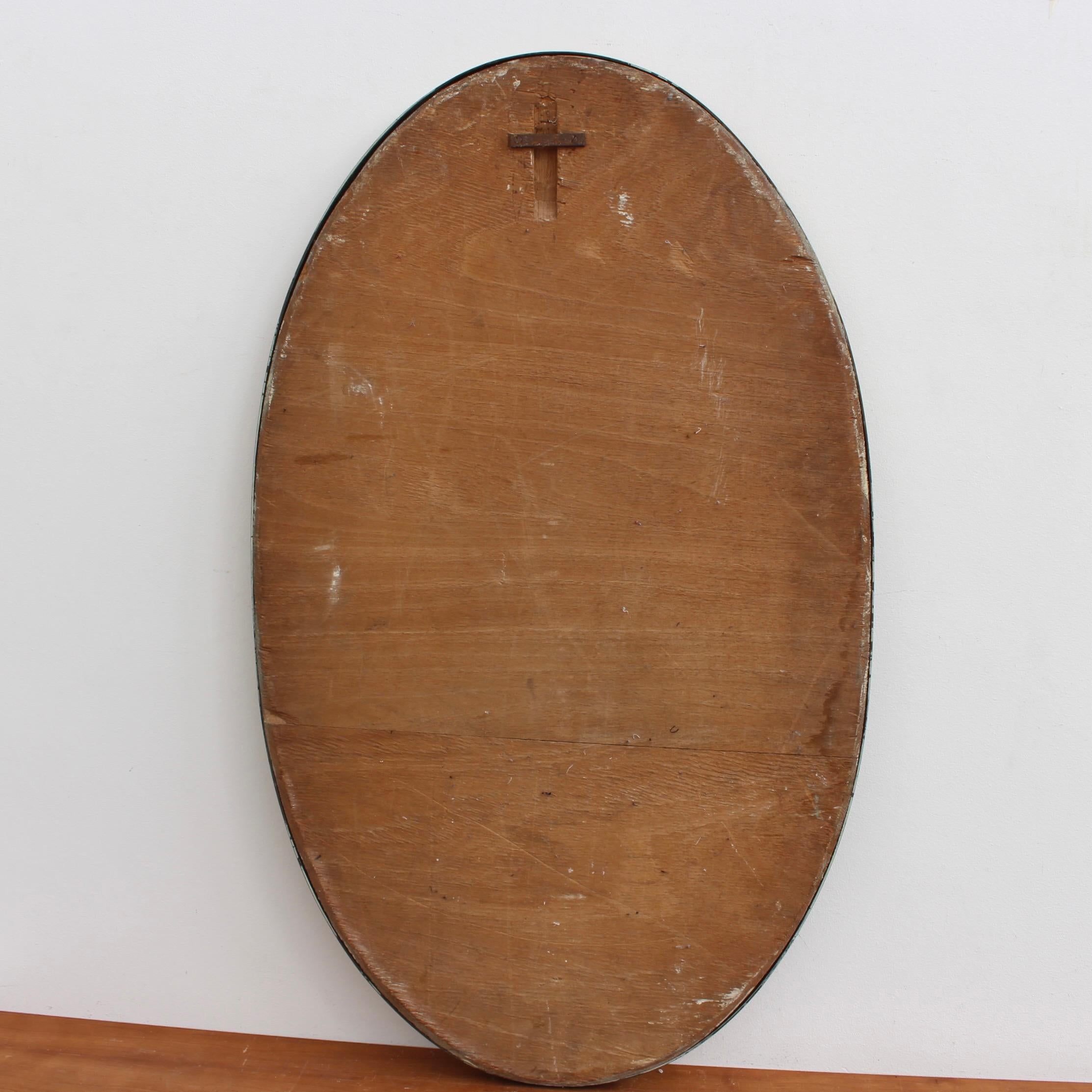 Vintage Italian Oval Wall Mirror with Brass Frame, 'circa 1950s' 7