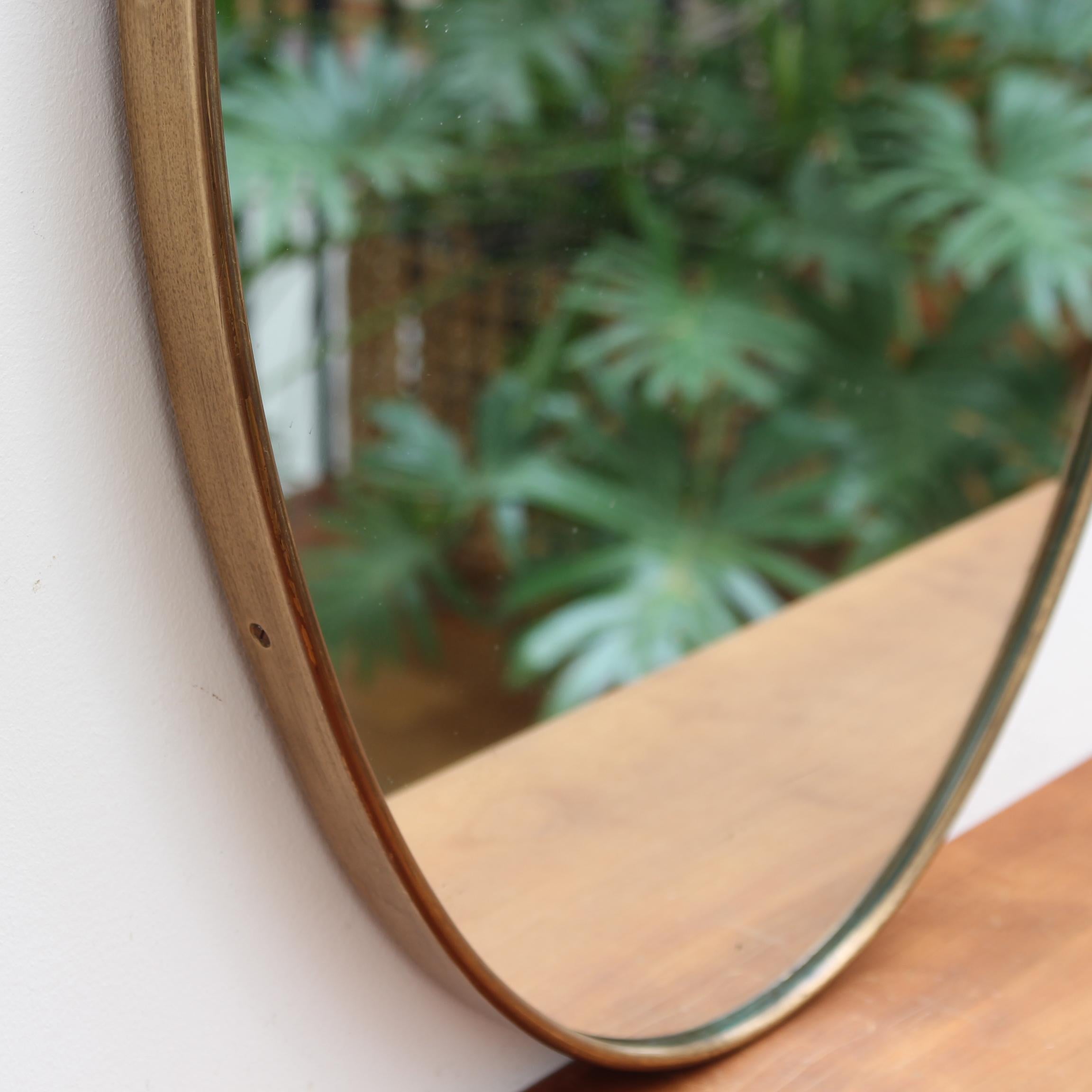 Vintage Italian Oval Wall Mirror with Brass Frame (circa 1950s) 1