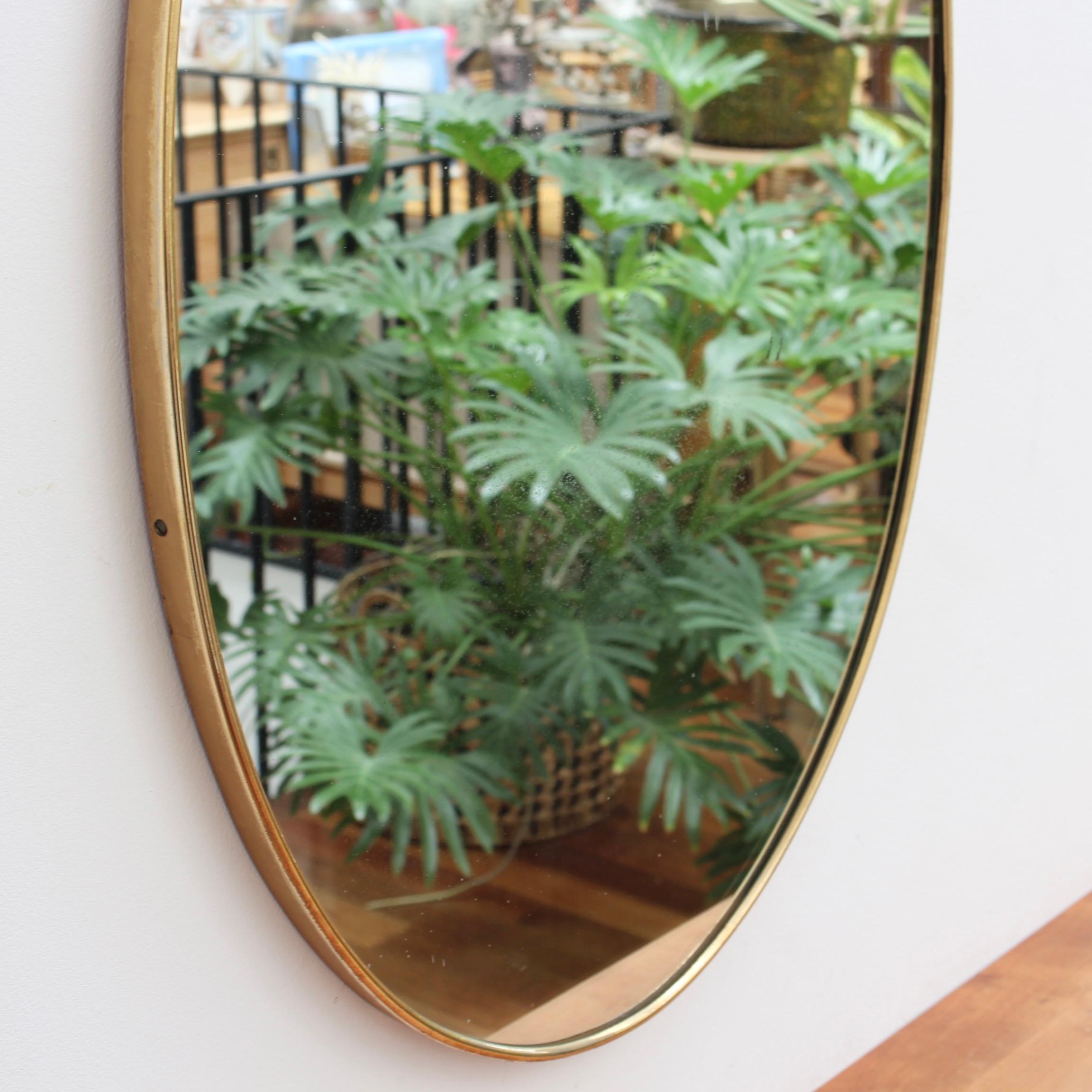 Vintage Italian Oval Wall Mirror with Brass Frame 'circa 1950s' 2
