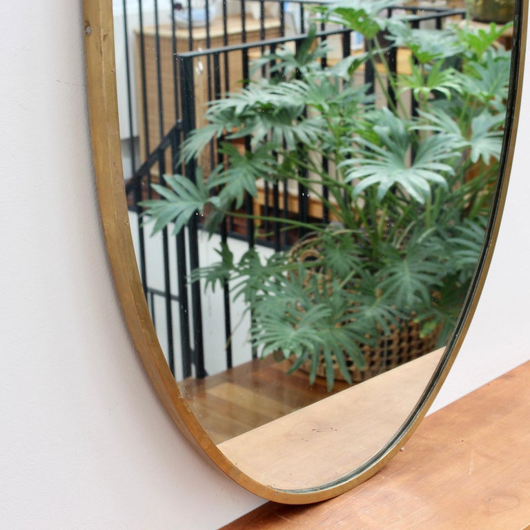 Vintage Italian Oval Wall Mirror with Brass Frame, 'circa 1950s' For Sale 2