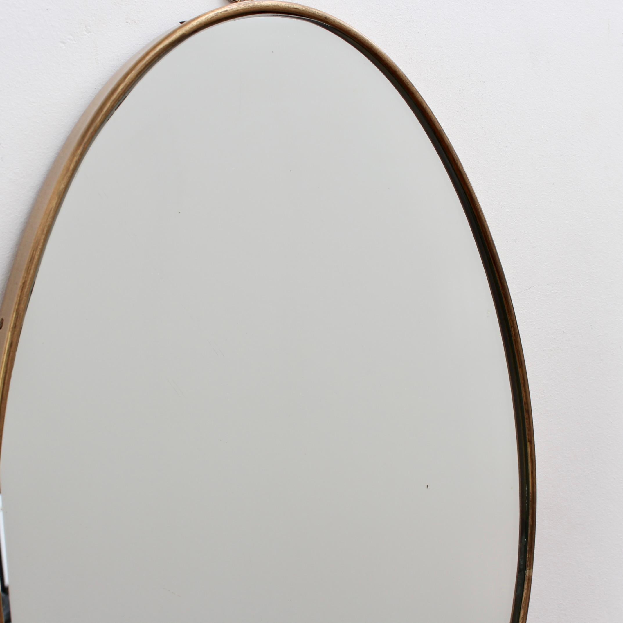 Vintage Italian Oval Wall Mirror with Brass Frame (circa 1950s) 2