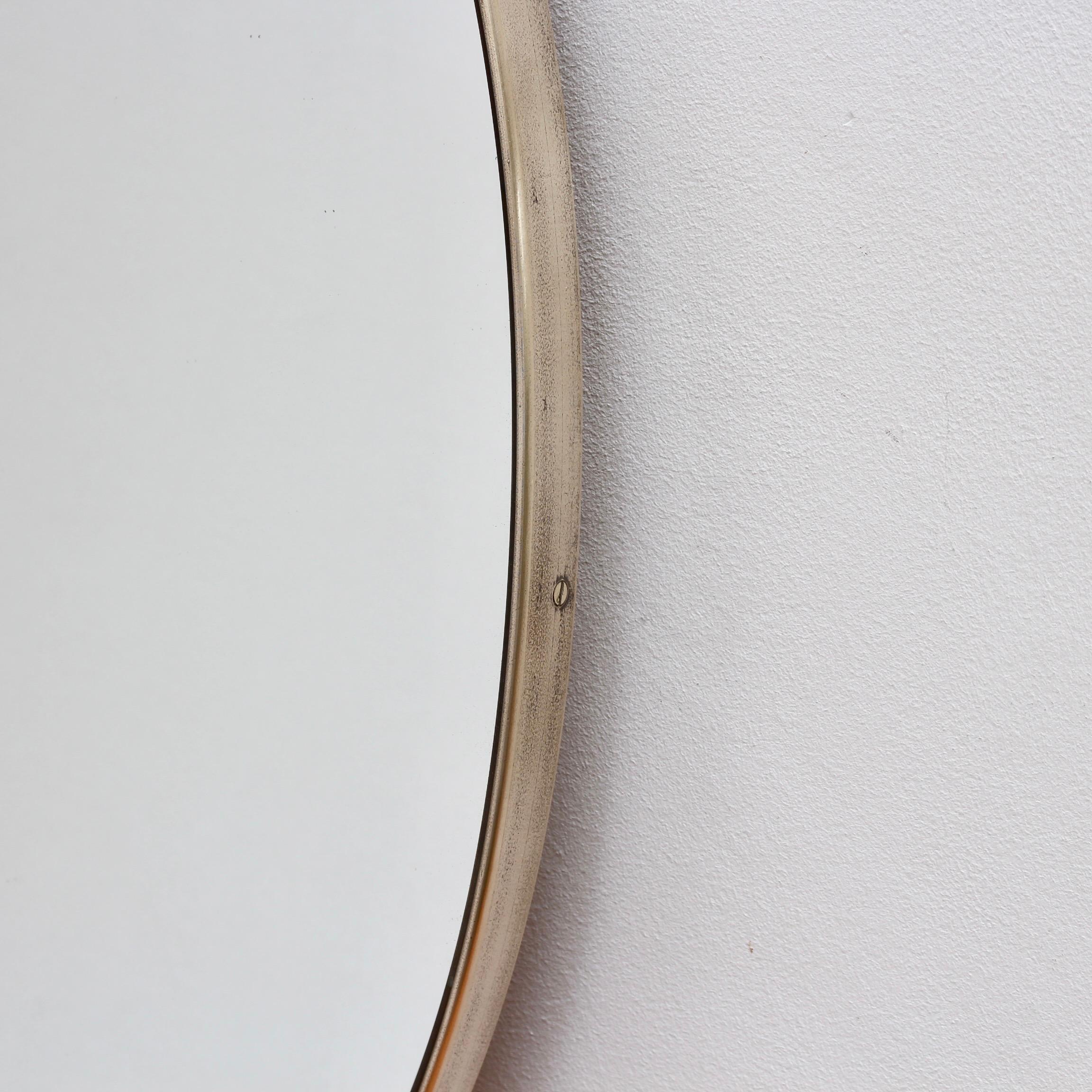 Vintage Italian Oval Wall Mirror with Brass Frame, circa 1950s 3