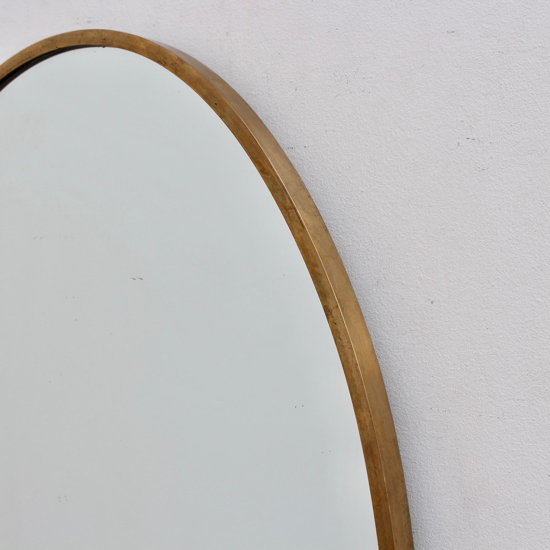 Vintage Italian Oval Wall Mirror with Brass Frame, 'circa 1950s' 3