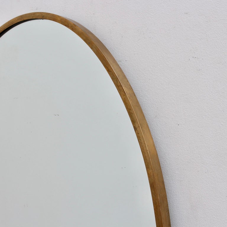 Vintage Italian Oval Wall Mirror with Brass Frame, 'circa 1950s' For Sale 3