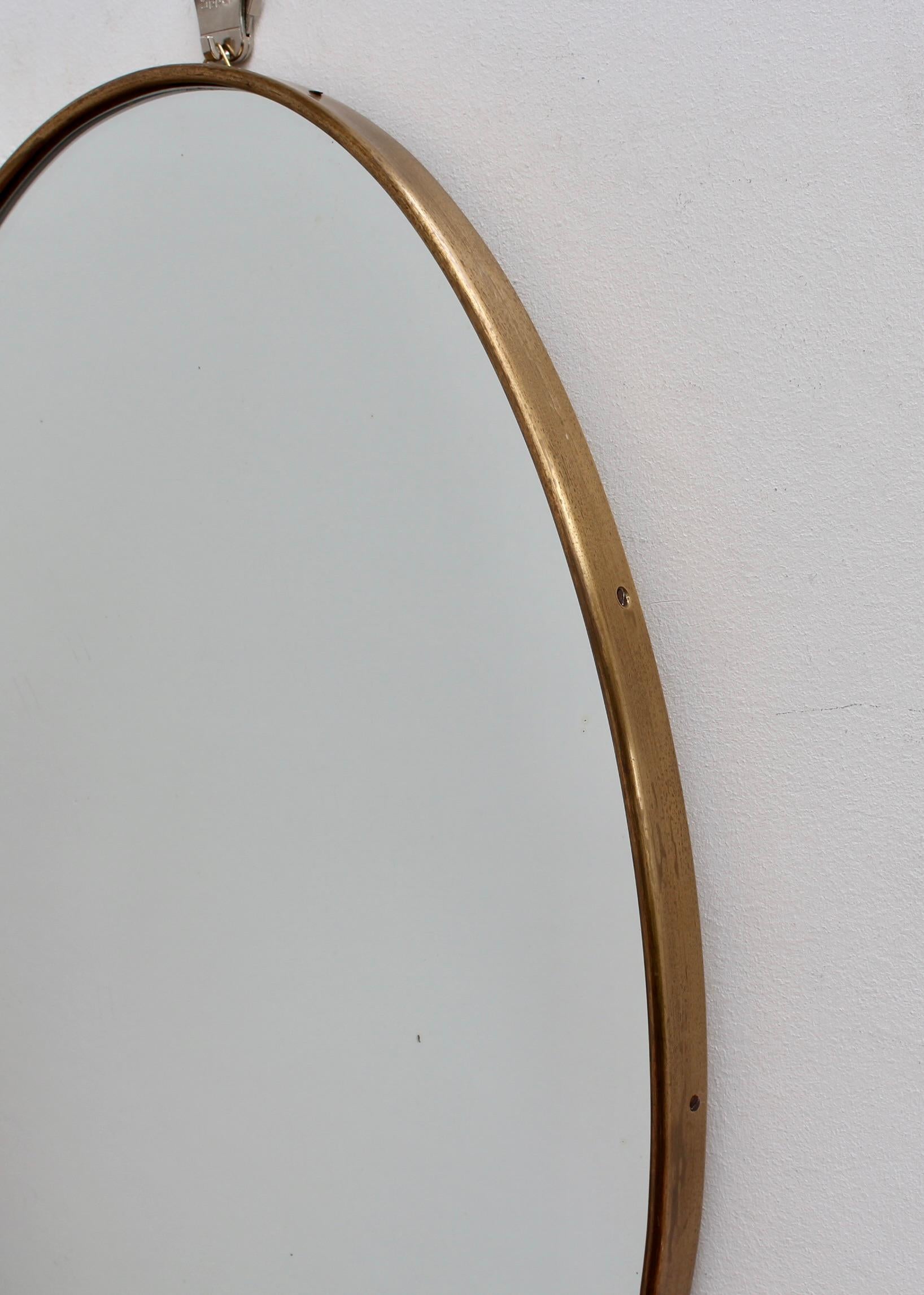 Vintage Italian Oval Wall Mirror with Brass Frame (circa 1950s) 3