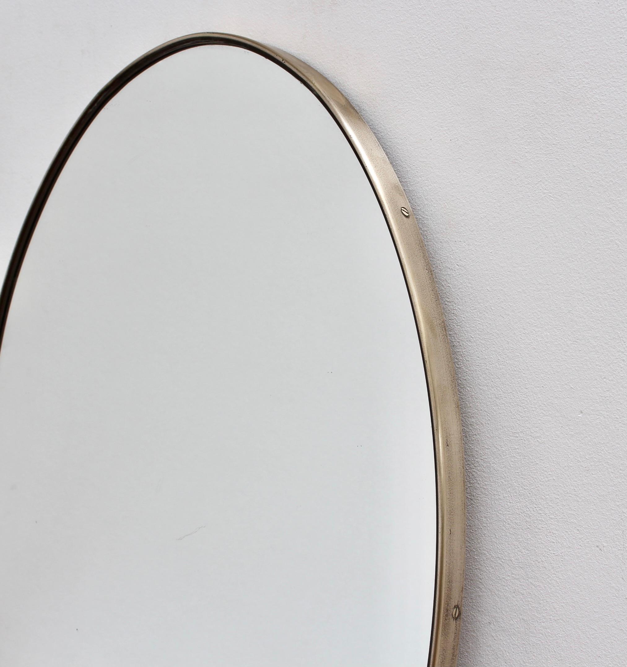 Vintage Italian Oval Wall Mirror with Brass Frame, circa 1950s 4