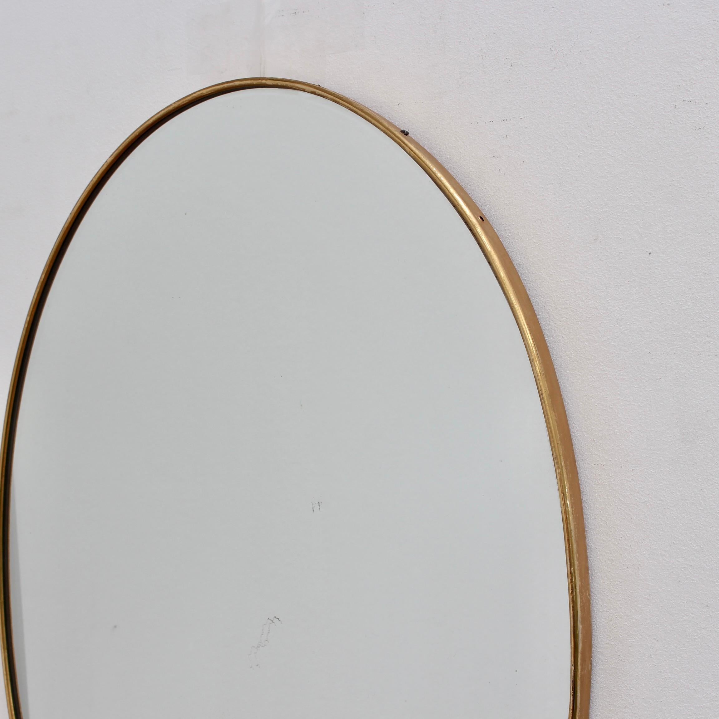 Vintage Italian Oval Wall Mirror with Brass Frame 'circa 1950s' 4
