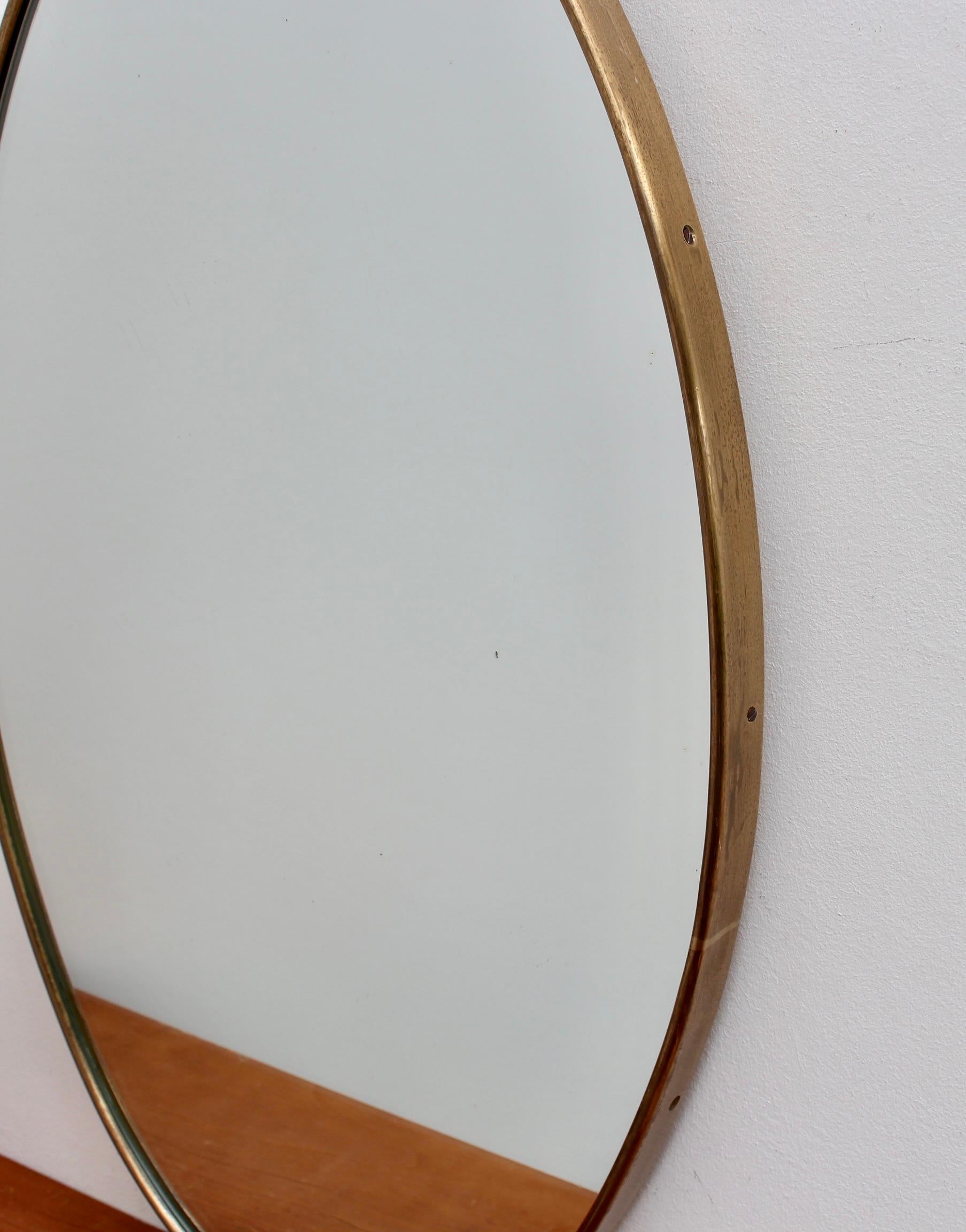 Vintage Italian Oval Wall Mirror with Brass Frame (circa 1950s) 4