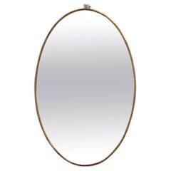 Vintage Italian Oval Wall Mirror with Brass Frame (circa 1950s)