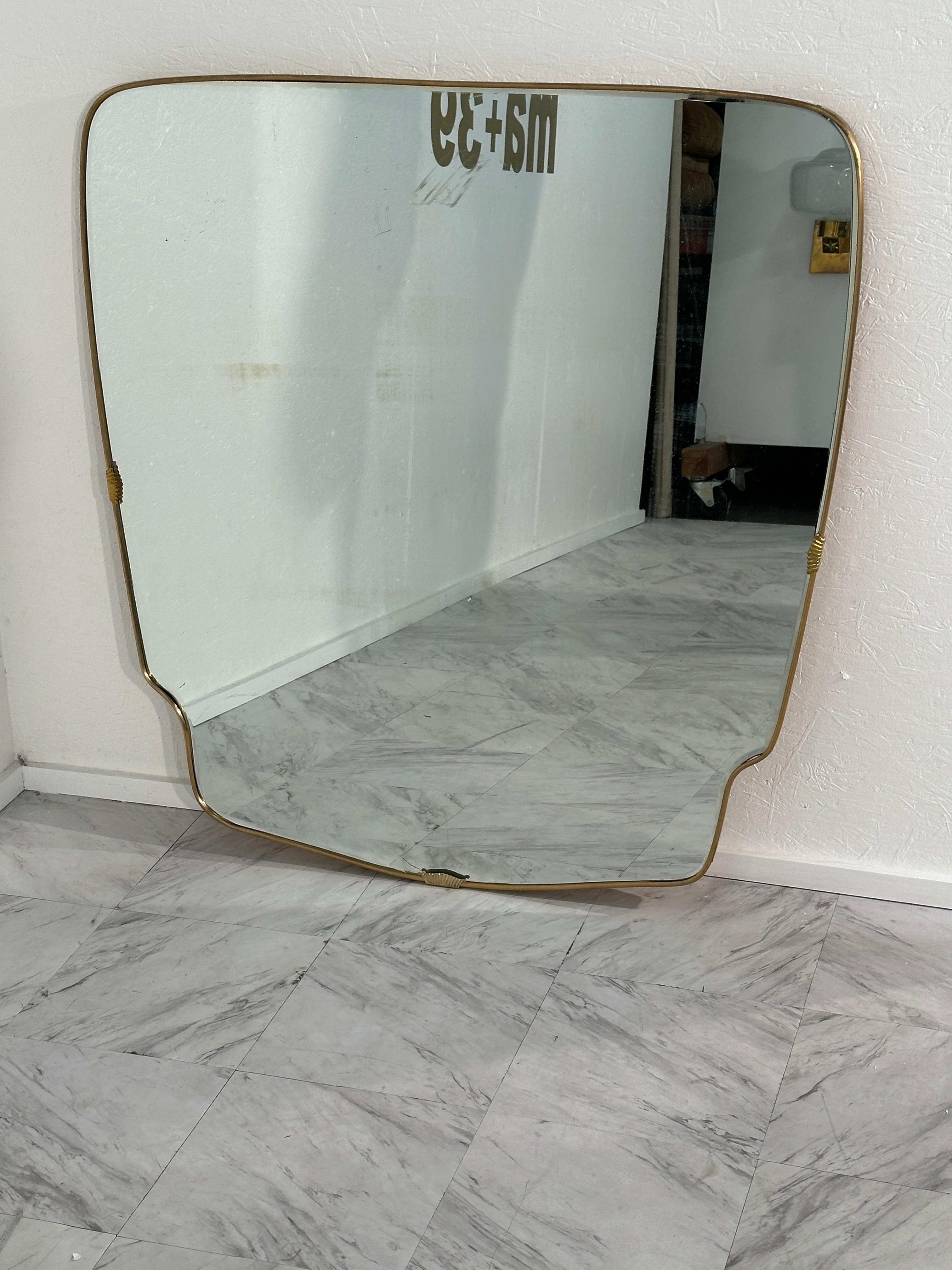 Late 20th Century Vintage Italian Oversize Brass Wall Mirror 1970s