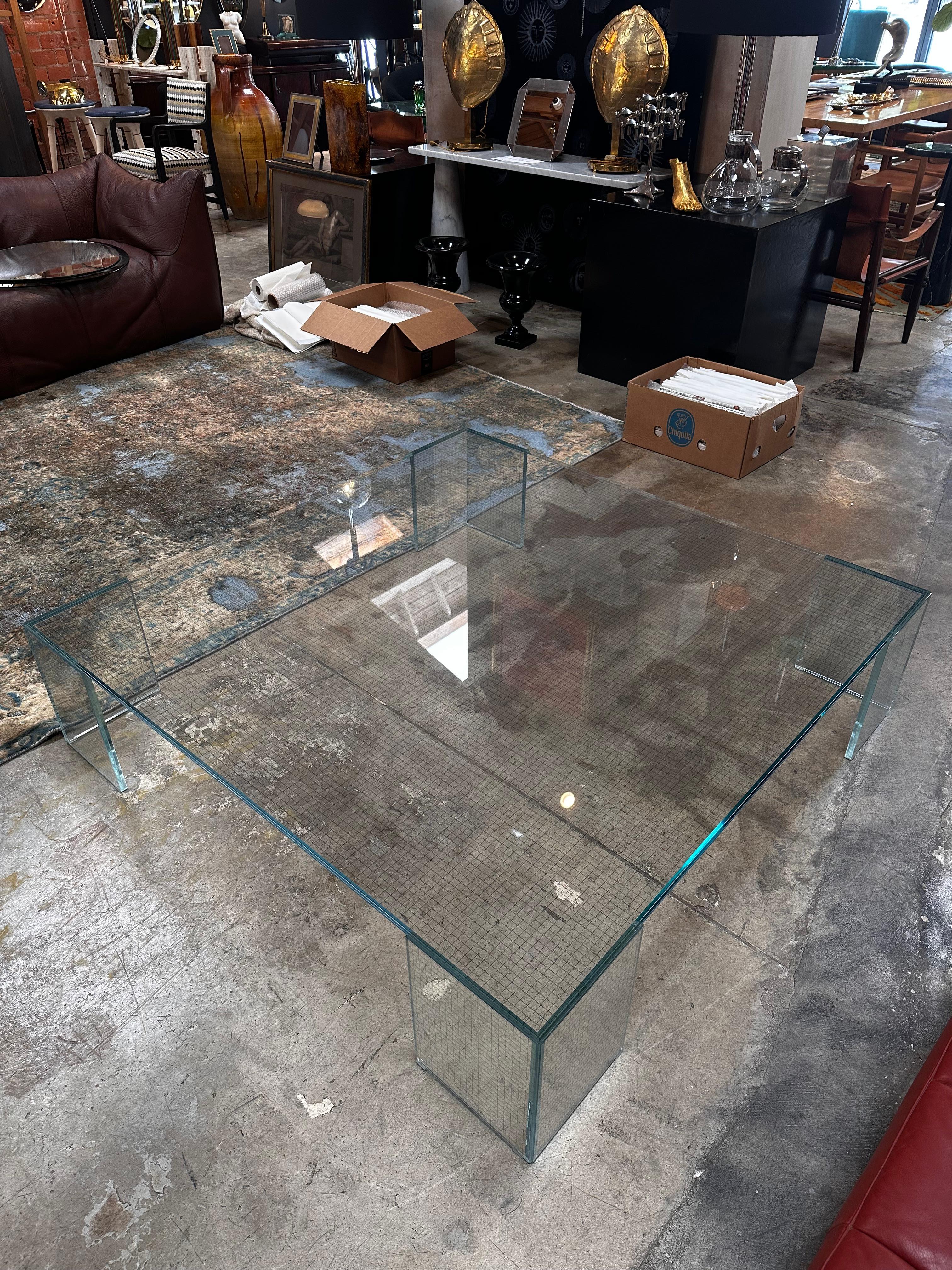 Vintage Italian Oversize Full Glass Coffee Table By Glas Italia 1960 For Sale 5