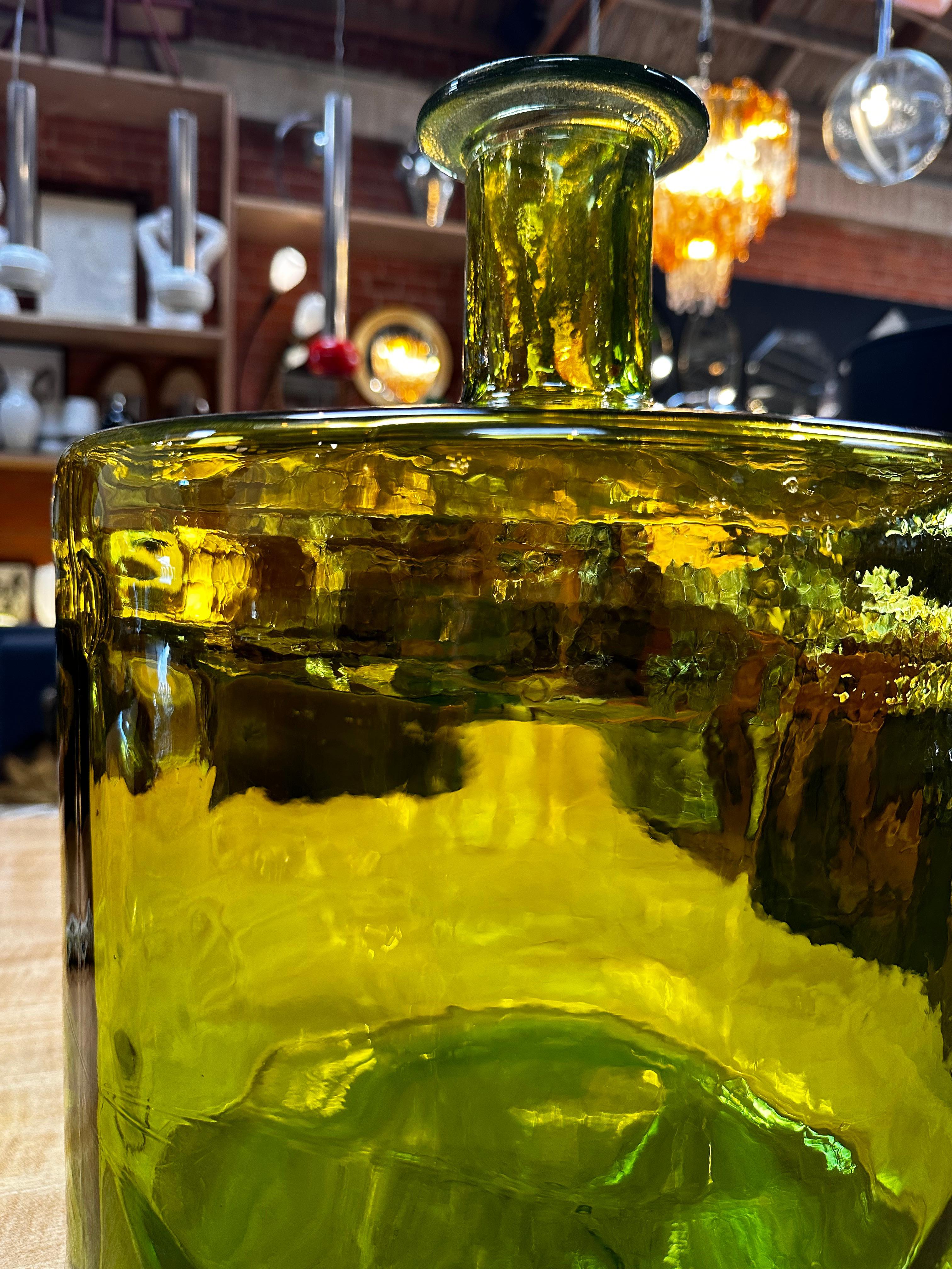 Late 20th Century Vintage Italian Oversize Murano Green Vase 1980s For Sale
