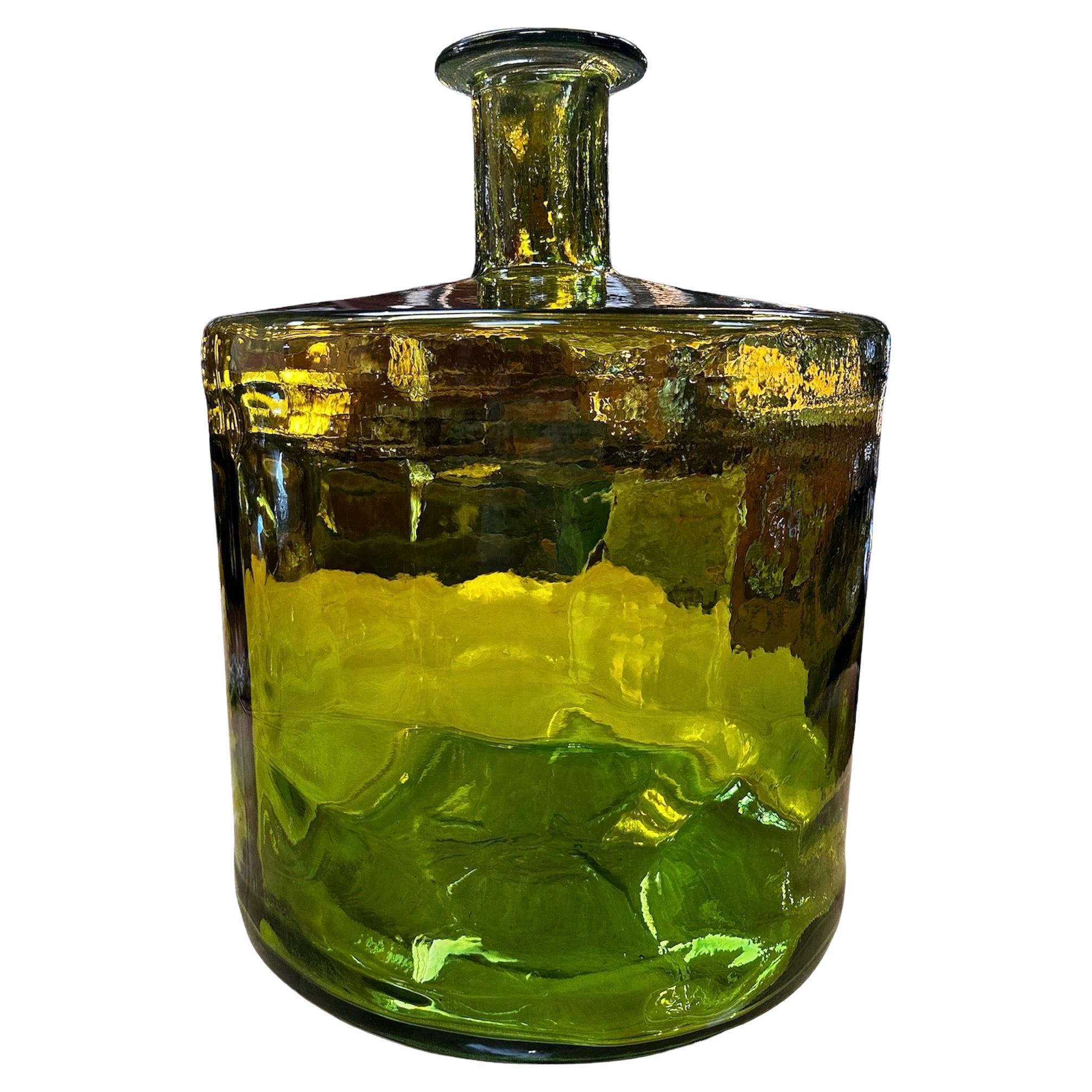 Vintage Italian Oversize Murano Green Vase 1980s For Sale