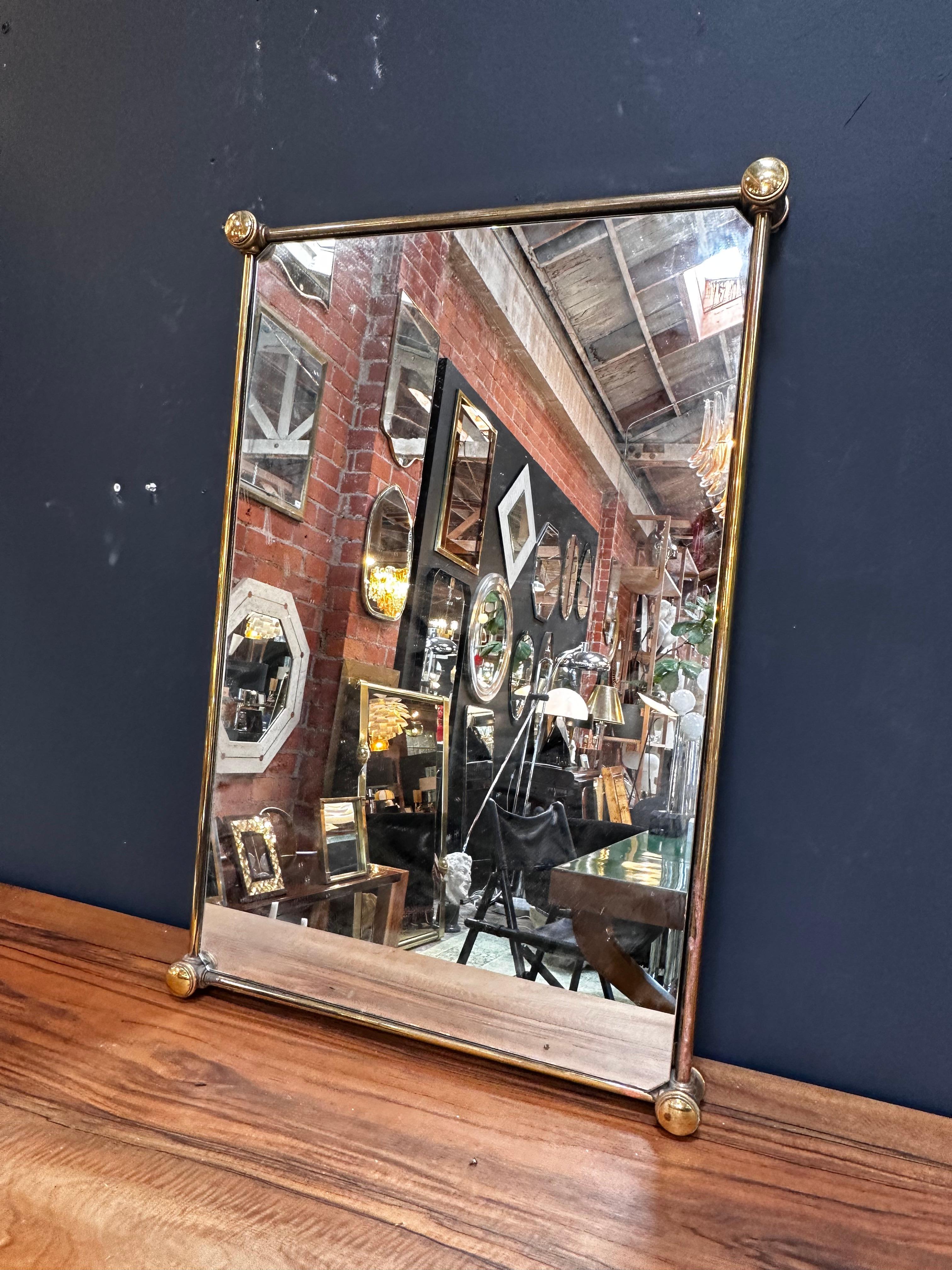Vintage Rounded Rectangular Mirror Vintage Italian Oversize Rectangular Brass Wall Mirror 1980s at 1stDibs