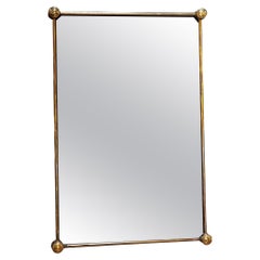Vintage Italian Oversize Rectangular Brass Wall Mirror 1980s