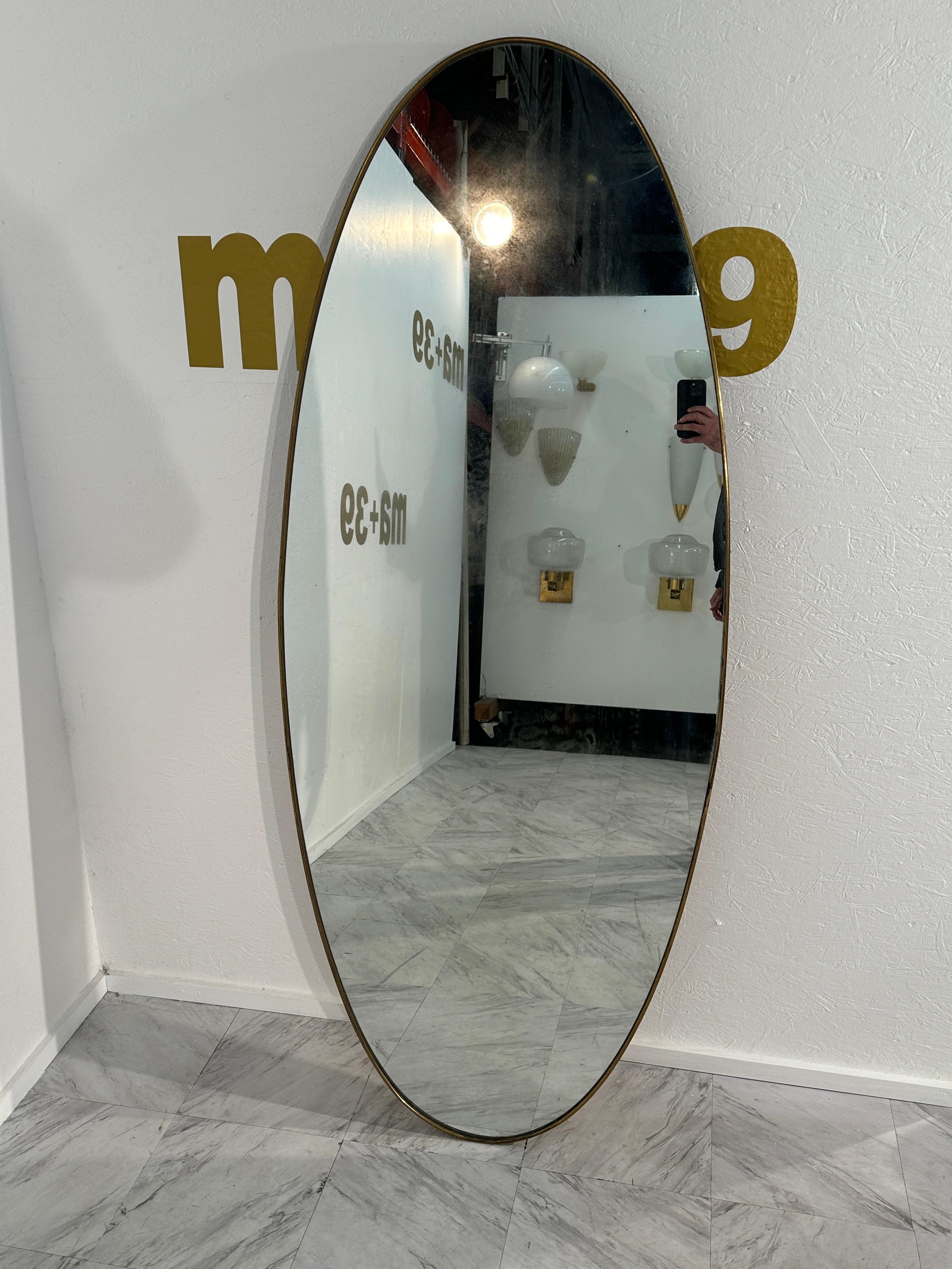 Mid-Century Modern Vintage Italian Oversize Wall Mirror 1960s For Sale