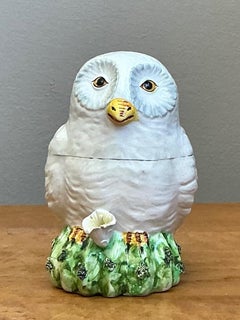 Vintage Italian Owl Ceramic Lidded Trinket Box