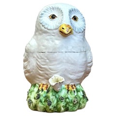 Vintage Italian Owl Ceramic Lidded Trinket Box