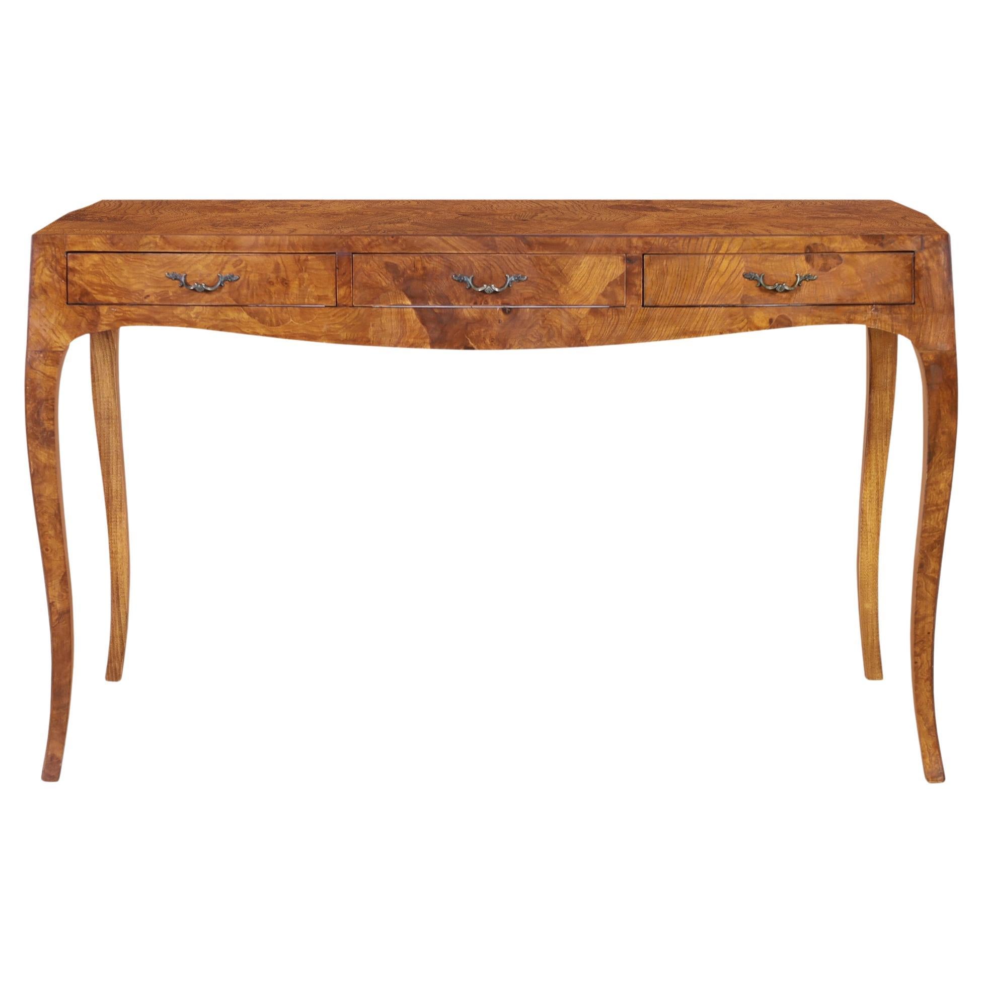 Vintage Italian Oyster Burl Wood Writing Desk