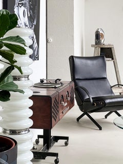 Vintage Italian P40 Lounge Chair by Osvaldo Borsani for Tecno, Black Leather