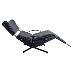 Retro Italian P40 Lounge Chair by Osvaldo Borsani for Tecno, Black Leather