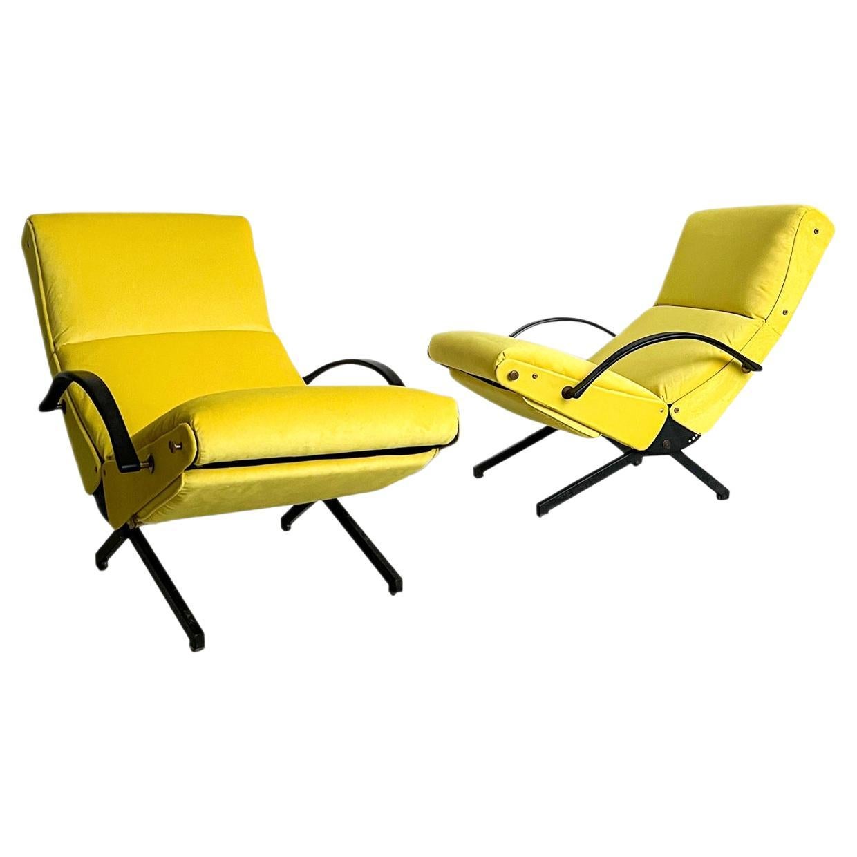 Vintage Italian P40 Lounge Chair by Osvaldo Borsani for Tecno, Yellow Velvet