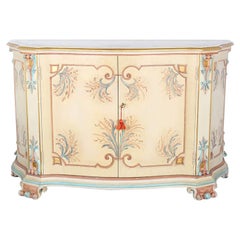 Vintage Italian Painted and Gilt Serpentine Two-Door Cabinet