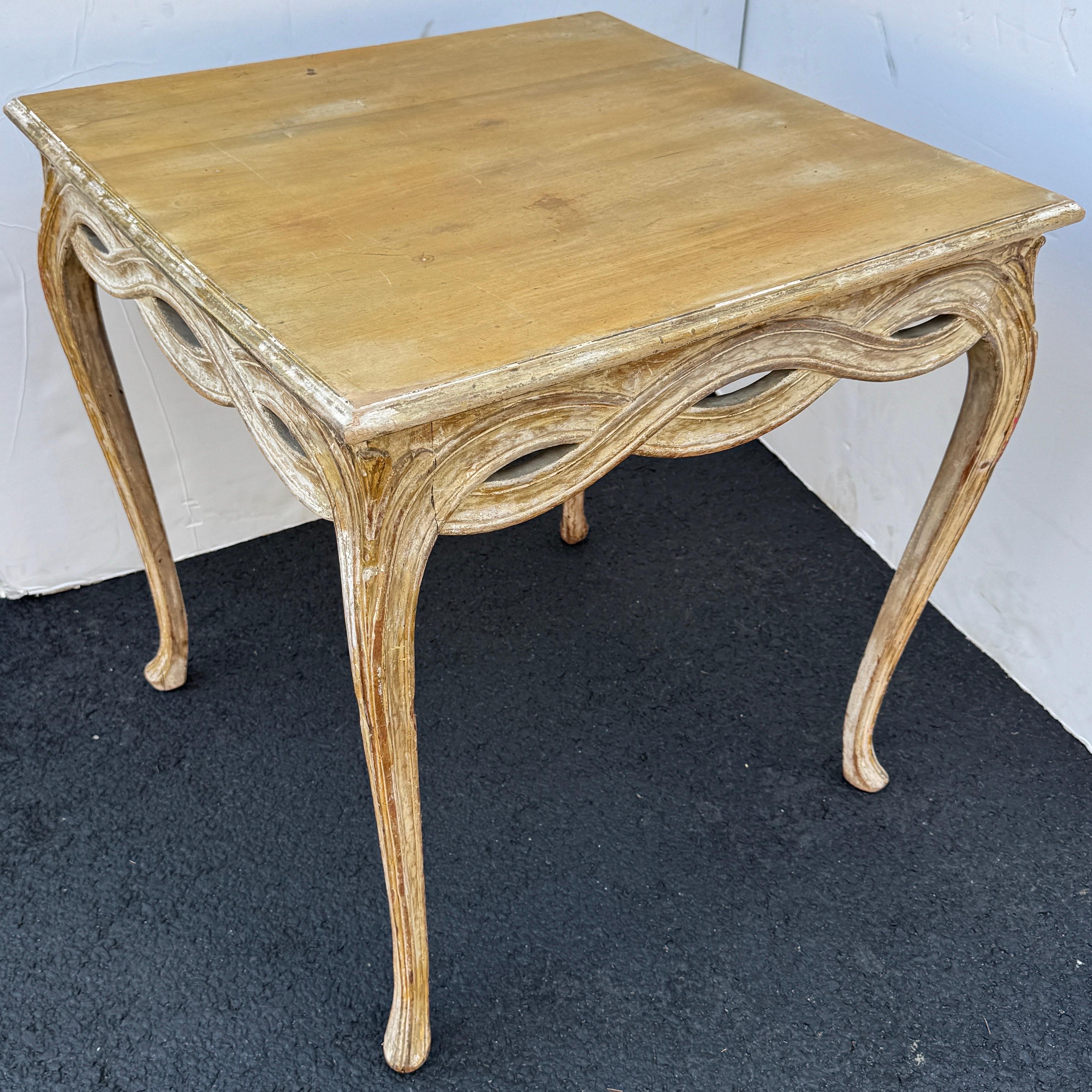 Metà XX secolo Tavolo da gioco o tavolo da cucina quadrato dipinto italiano vintage, circa anni '50 in vendita