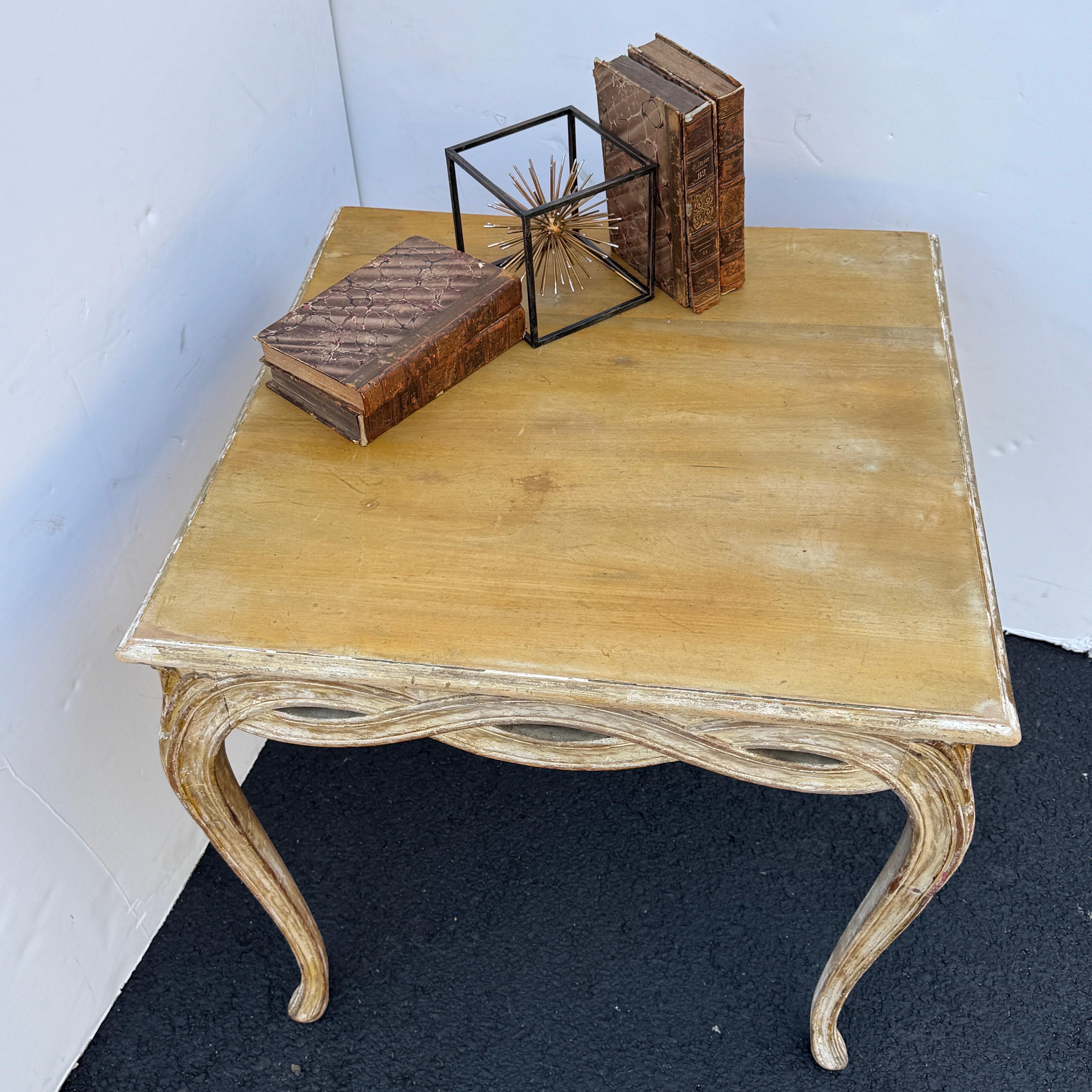 Legno Tavolo da gioco o tavolo da cucina quadrato dipinto italiano vintage, circa anni '50 in vendita