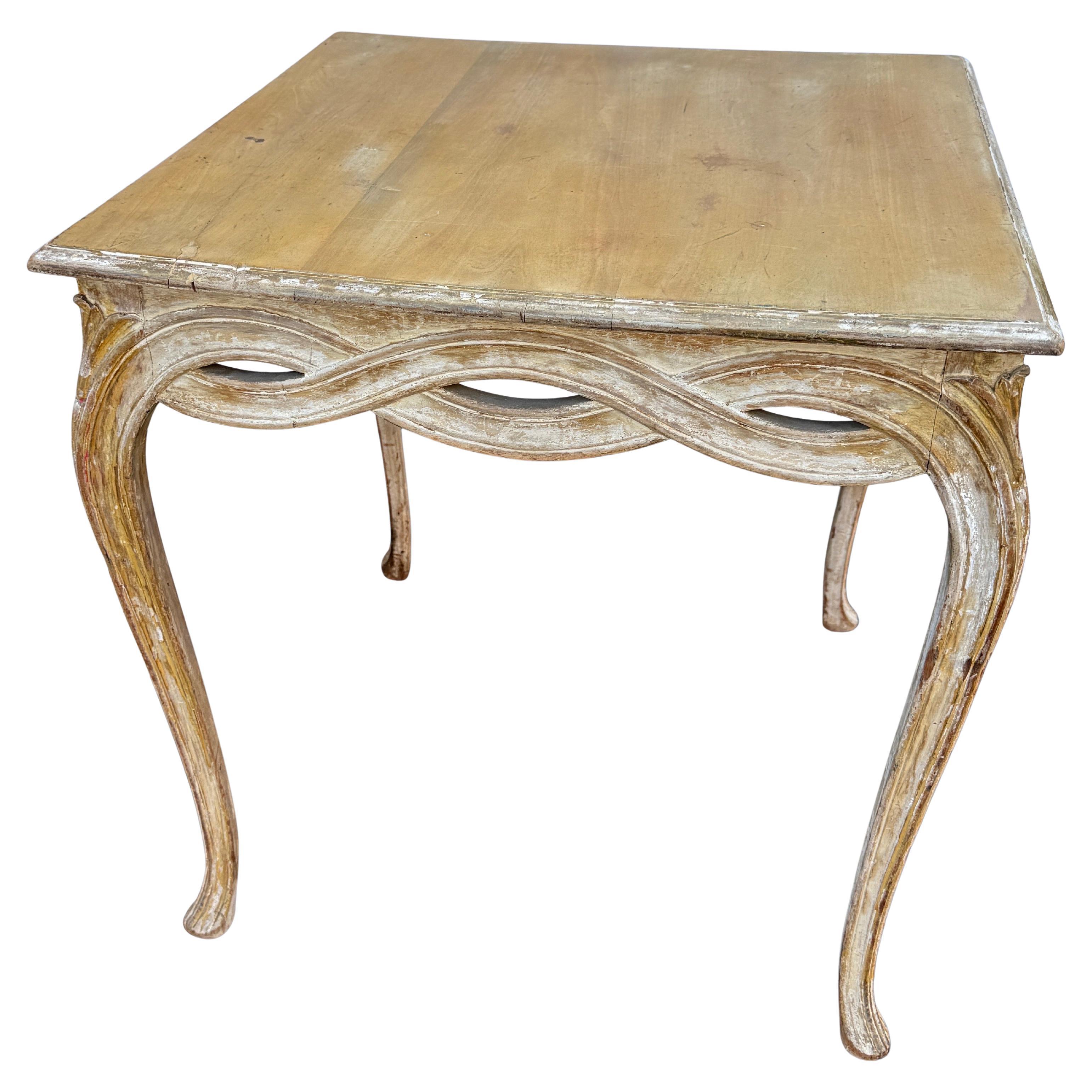 Tavolo da gioco o tavolo da cucina quadrato dipinto italiano vintage, circa anni '50 in vendita